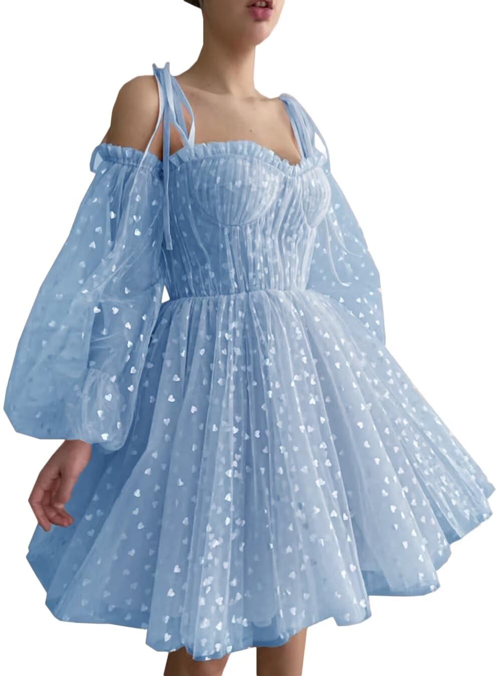 Elegant Women's Tulle Homecoming Dress with Puffy Sleeves & Sweetheart Neckline - Short Prom Party Gown for Dances, Weddings & Special Occasions
