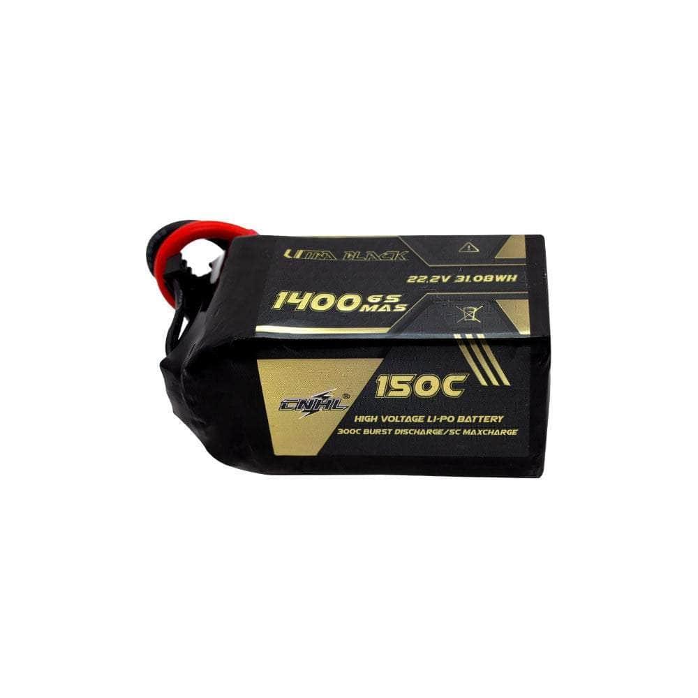 CNHL Ultra Black Series 22.2V 6S 1400mAh 150C LiPo Battery with XT60 Connector - High Performance RC Drone & Airplane Battery for FPV Racing and Long Flight Time