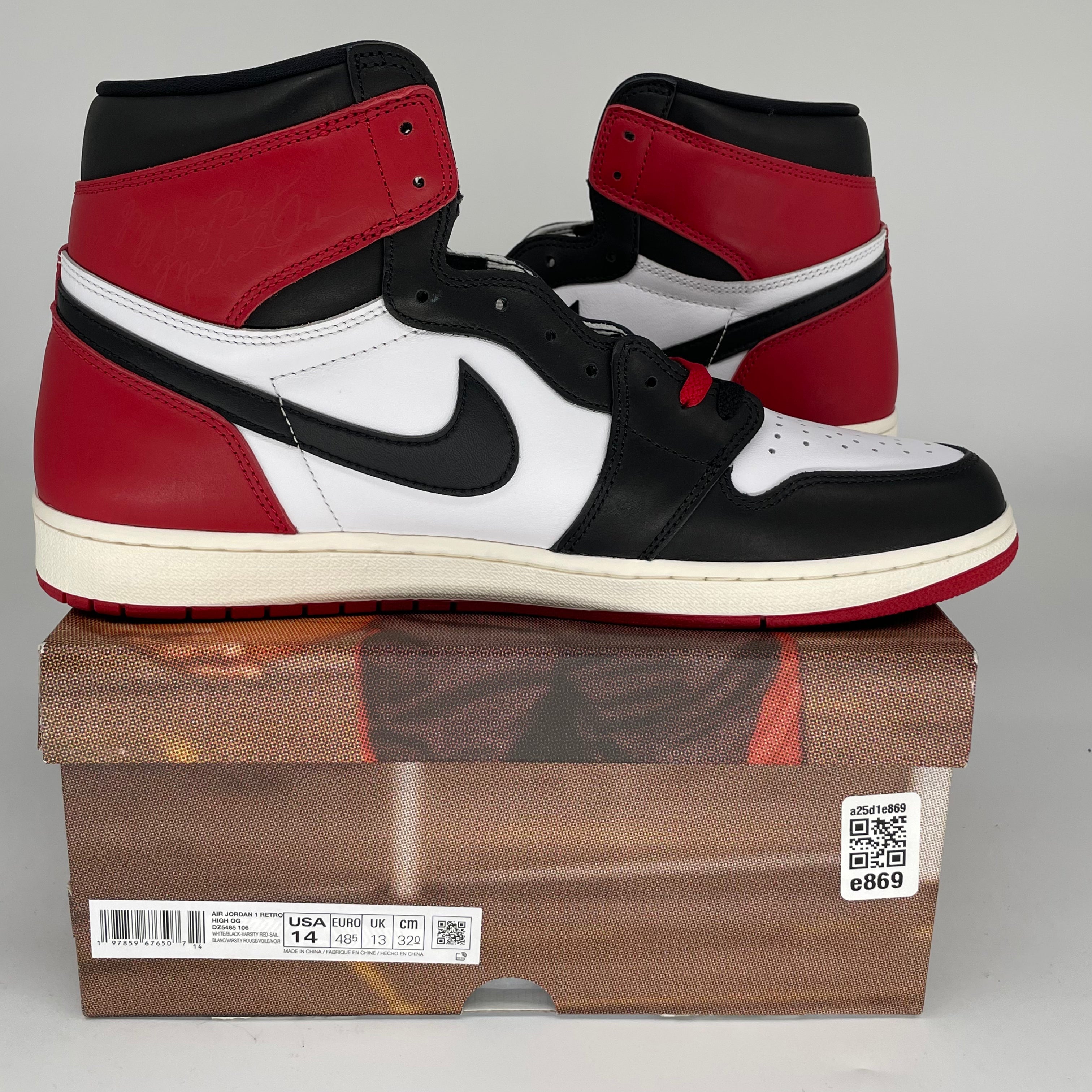 AIR JORDAN 1 Black Toe Reimagined Sneakers - Men's Size 14 (DZ5485-106) - Retro Basketball Shoes for Streetwear & Casual Outfits