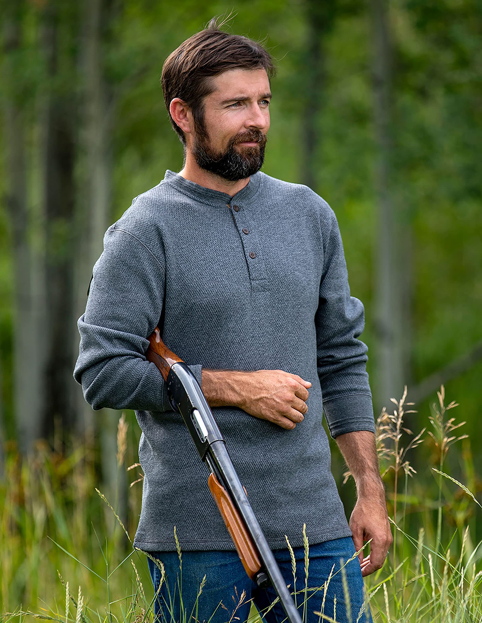 Legendary Whitetails Men's Thermal Henley Shirt - Double Layer Waffle Knit Long Sleeve Shirt for Cold Weather, Regular Fit Casual Wear - Perfect for Hunting, Camping & Outdoor Activities