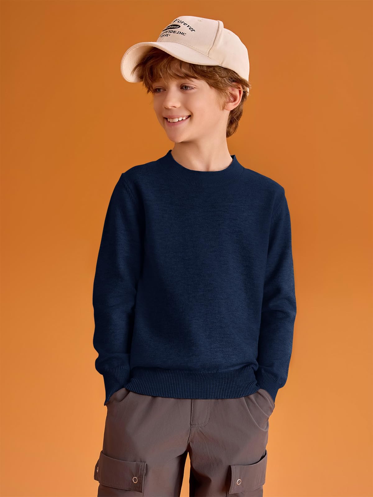 Haloumoning Boys Sweaters for Kids - Soft Crewneck Long Sleeve Knit Pullover Sweater (Ages 5-14) - Perfect for School, Playdates & Family Outings