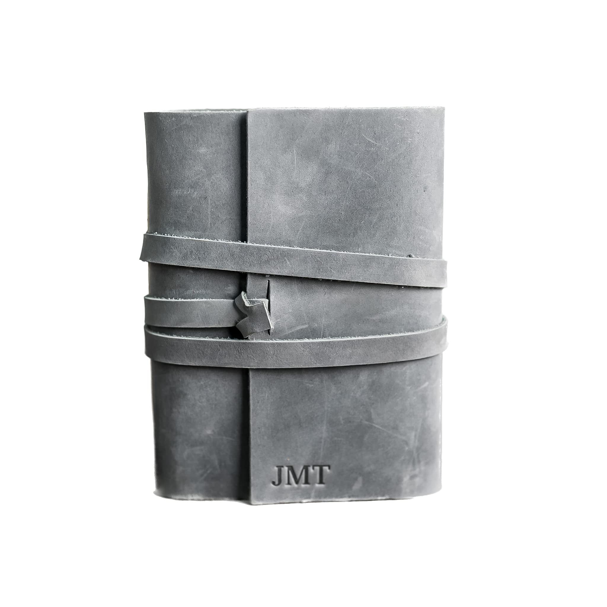 Ox & Pine Personalized Wrapped Leather Journal - Full Grain Leather Notebook & Sketchbook - 6x8 Lined Paper Rustic Gray - Perfect for Writing, Drawing & Gift Giving