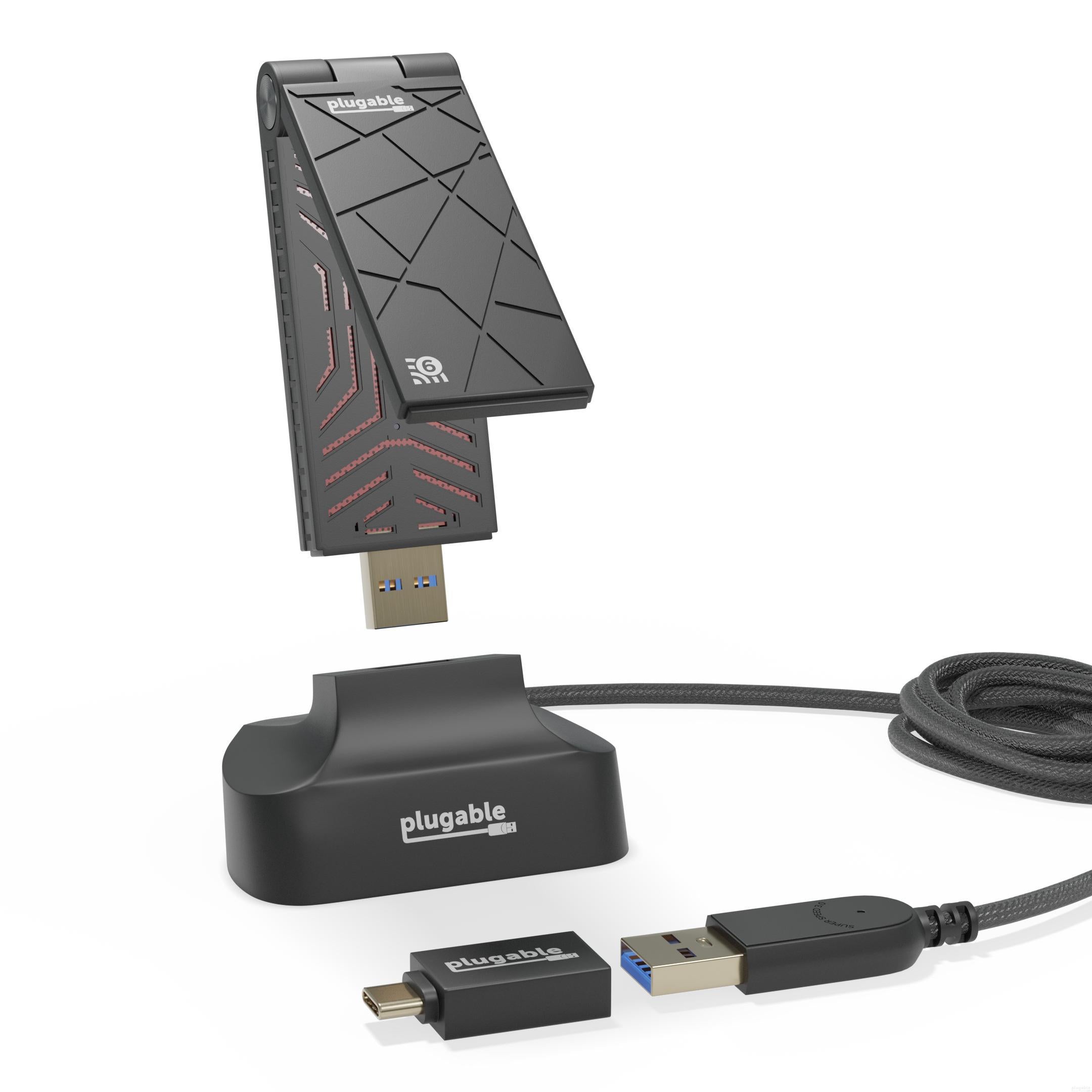 Plugable USB 3.0 WiFi 6 AX1800 Wireless Adapter - High-Speed Dual Band 1800Mbps for Gaming, Streaming & Home Office - Compatible with Windows 10/11, Mac OS, Linux