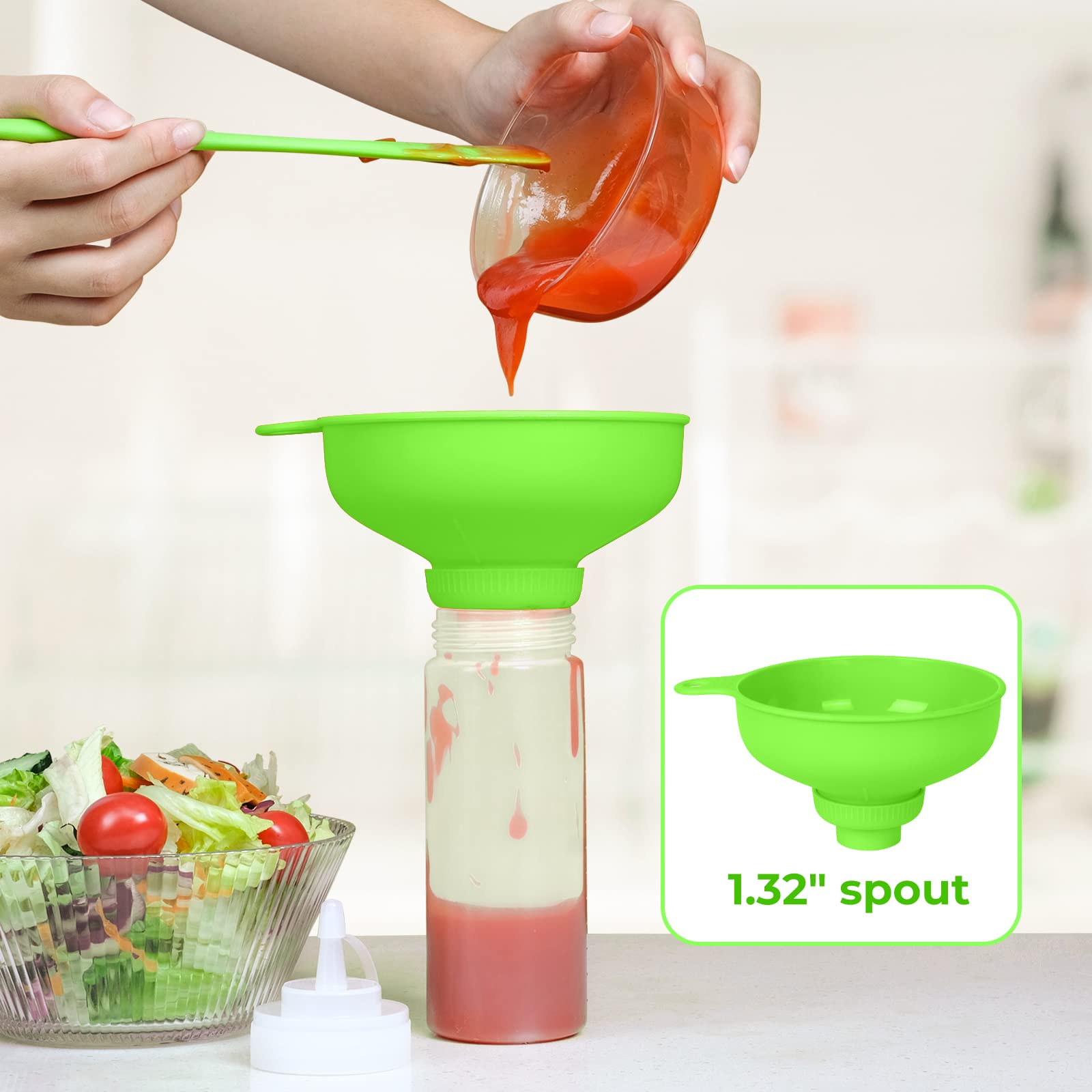 Wide Mouth Kitchen Funnel Set - 4 Size Food Grade Plastic Cooking Funnel for Mason Jars, Oil Bottles & Spice Containers - Perfect for Canning, Baking, DIY Shampoo & Sauce Making