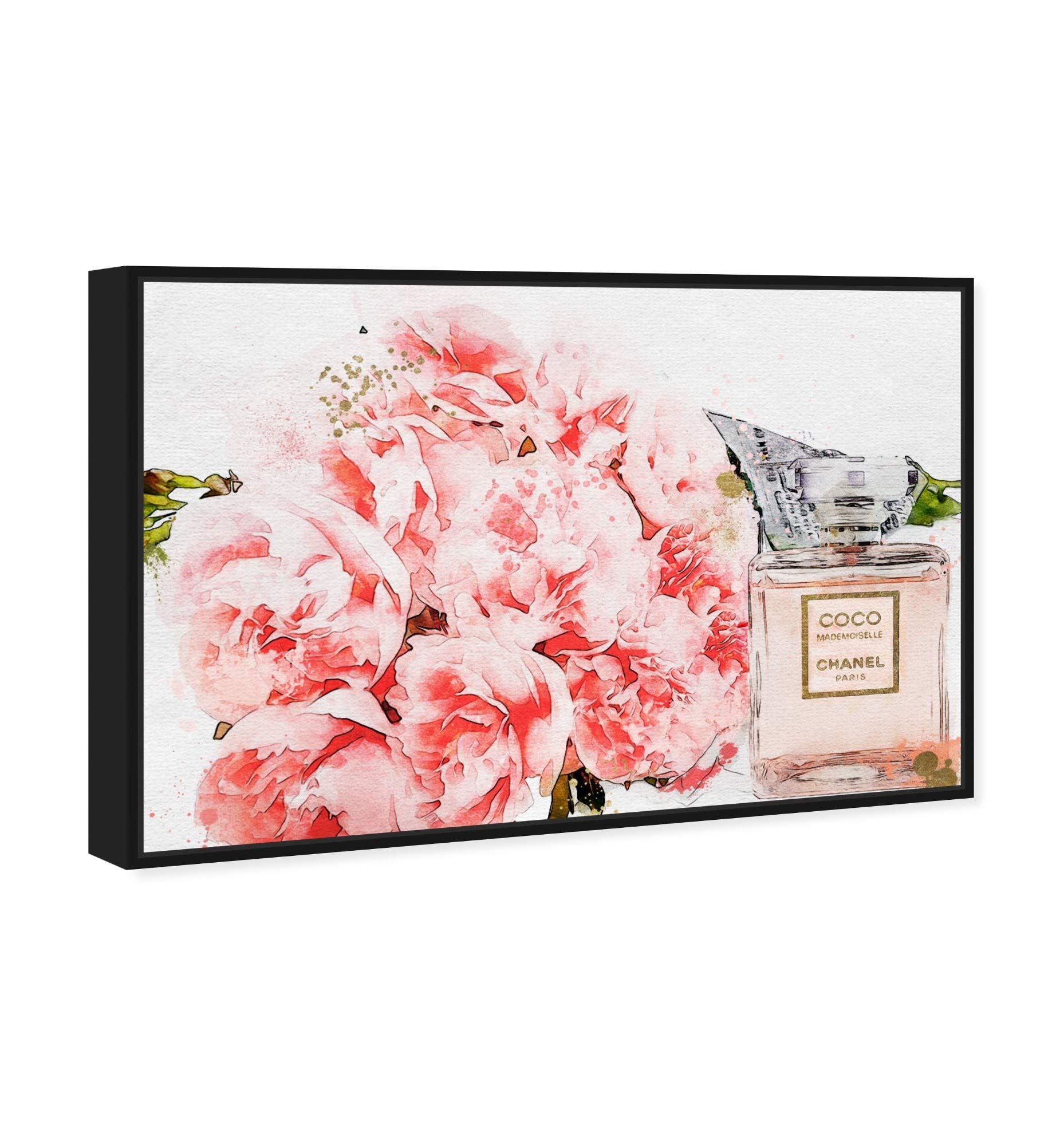 Oliver Gal Artist Co. Floral Perfume Wall Art - Elegant Framed Canvas Print for Home & Office Decor | Perfect for Living Room, Bedroom or Bathroom