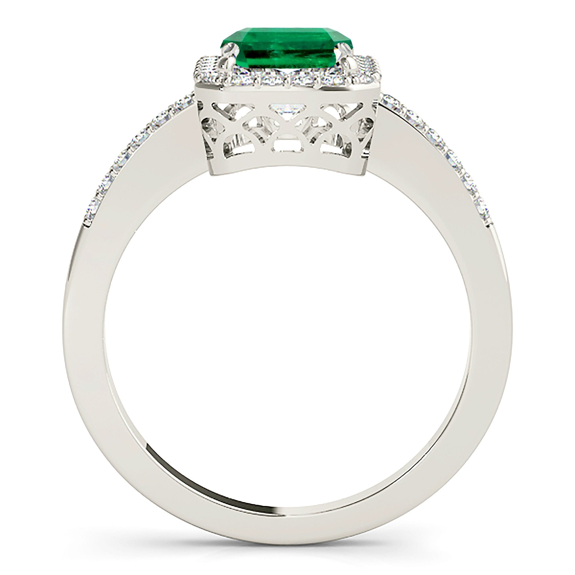 2.15 Carat Genuine Emerald Halo Ring with Diamond Accents - Elegant Thin Band for Engagement, Anniversary & Special Occasions