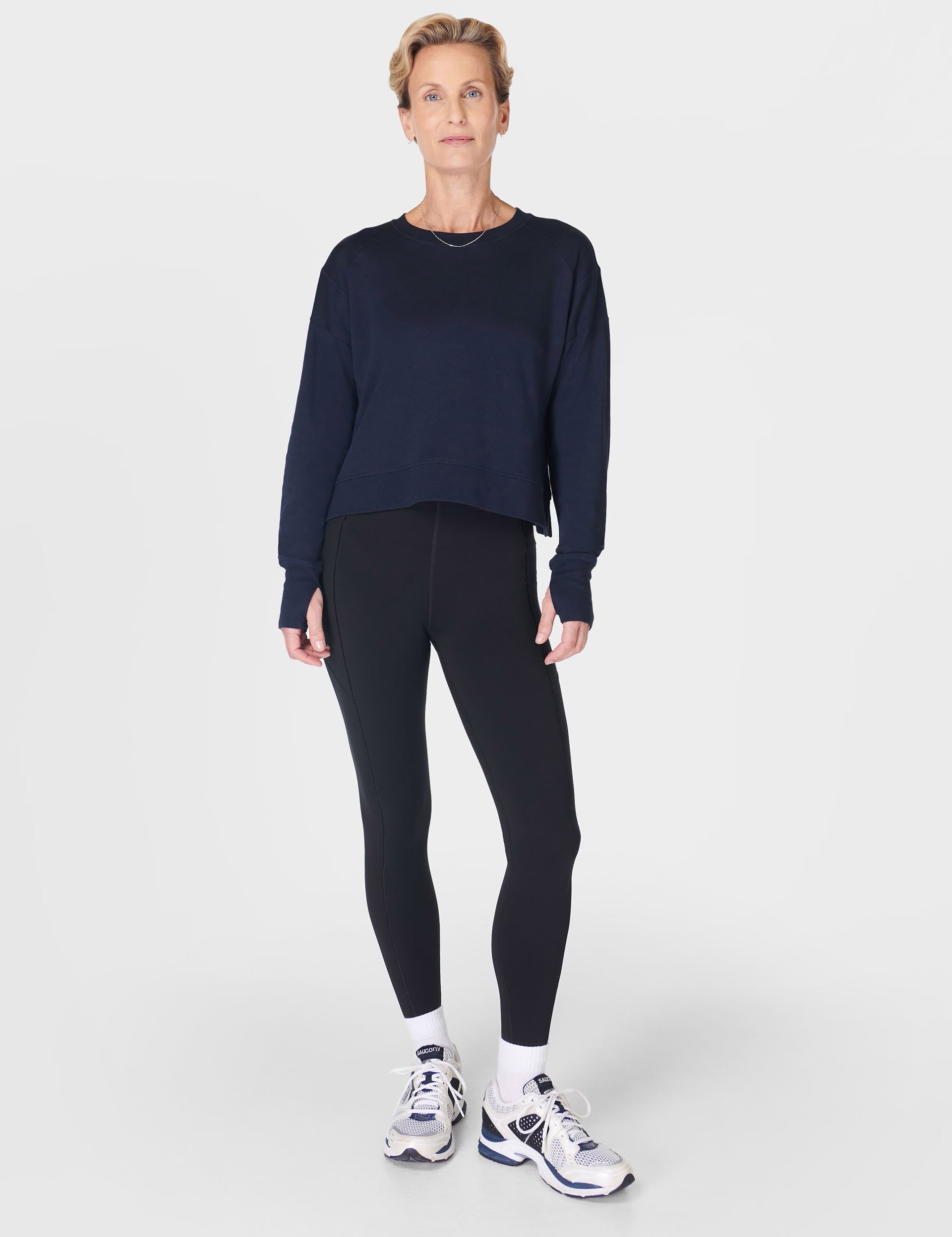 After Class Crop Sweatshirt for Women - Soft Navy Blue Pullover Hoodie - Perfect for Casual Wear, Gym, and Street Style