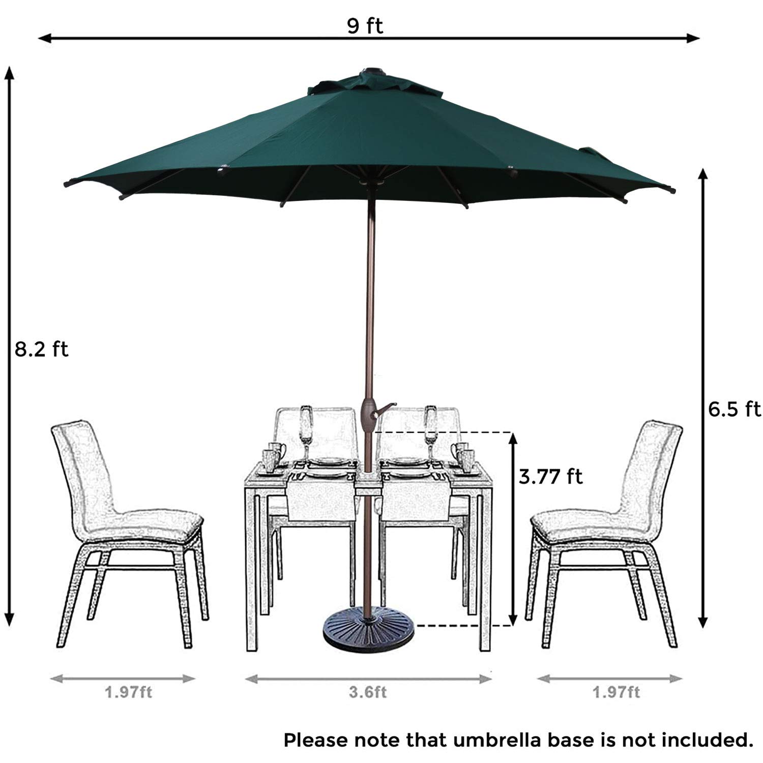 ABBA Patio 9ft Outdoor Market Umbrella with Auto Tilt & Crank - Heavy Duty Steel Frame, 8 Sturdy Ribs for Garden, Lawn, Deck, Backyard & Pool - Perfect for Outdoor Dining, Lounging and Shade Protection