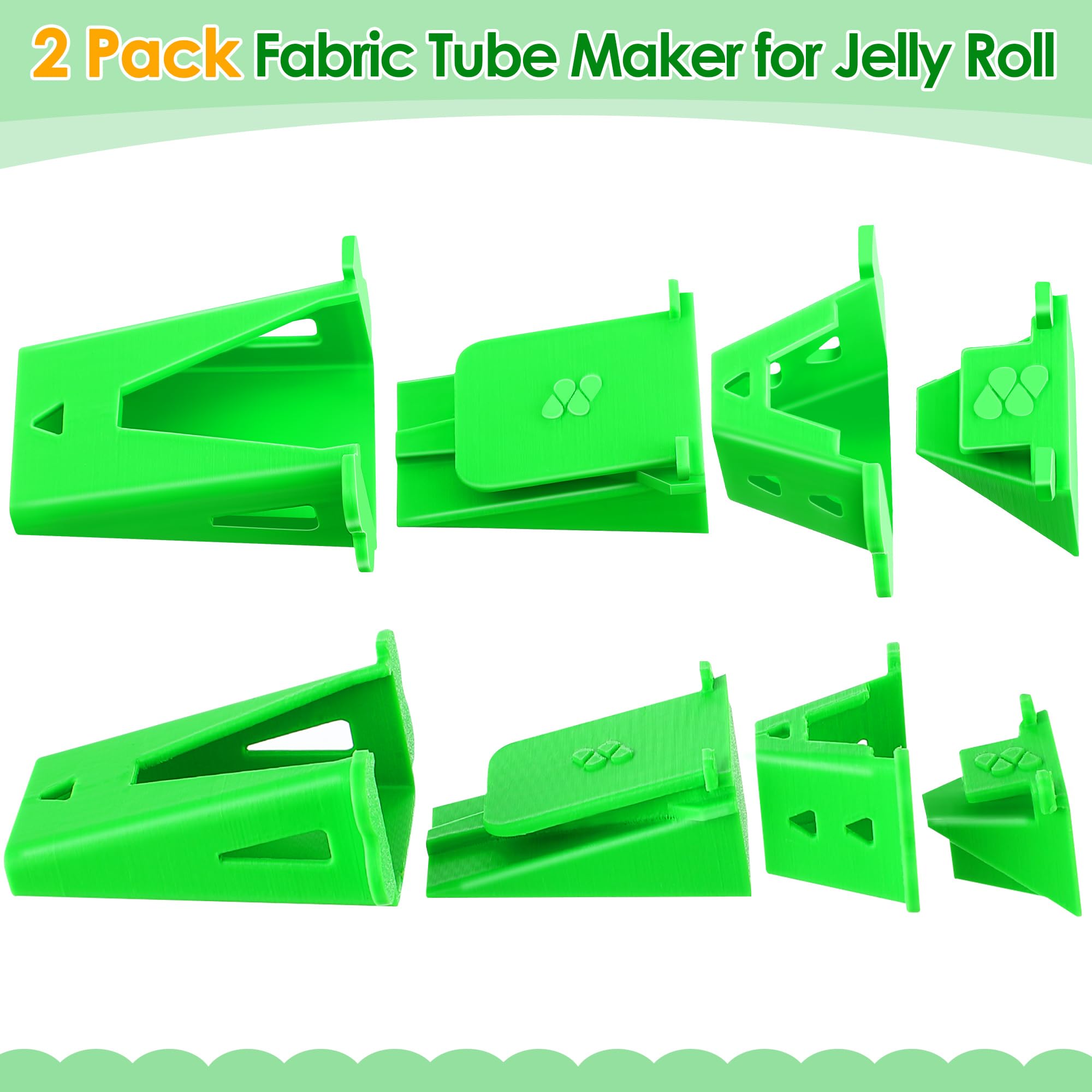 2 Pack Fabric Tube Maker for DIY Roll Rugs - Sewing Bias Tape Tool with Patented Design (Green) - Perfect for Crafting, Home Decor & Quilting Projects