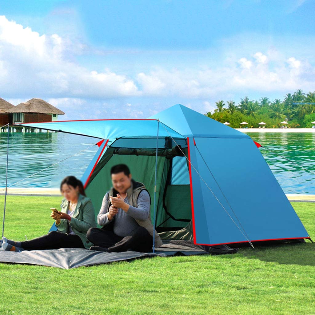 **3-4 Person Waterproof Double Layer Automatic Camping Tent - Sun, Rain & Wind Shelter for Hiking, Beach & Outdoor Adventures (Lake Blue)**    **Perfect for:** Family camping trips, beach outings, hiking excursions, and outdoor festivals.