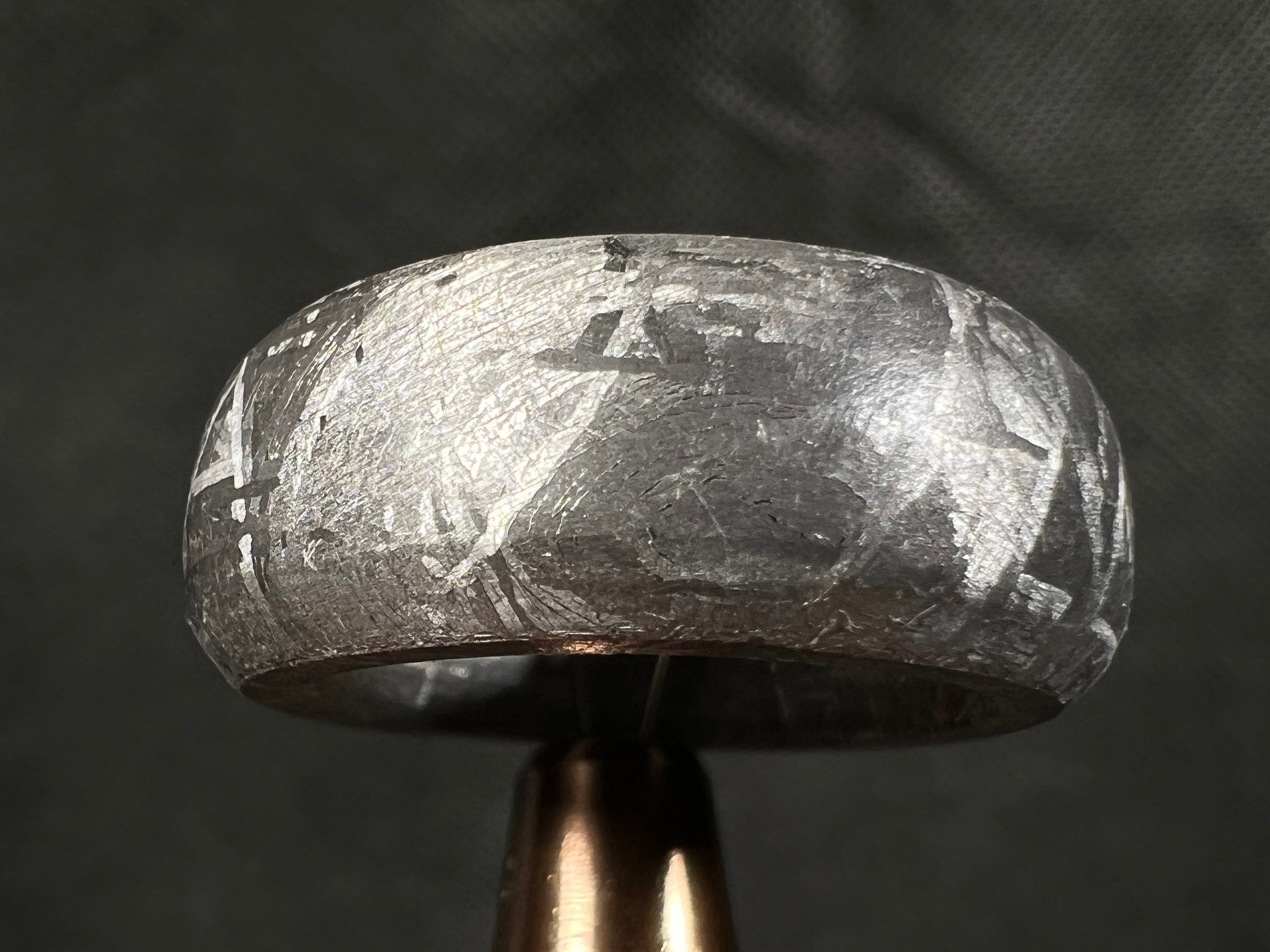 GIBEON Meteorite Ring Size 4.25 - Genuine Meteorite Wedding Band for Men & Women, Space Astronomy Jewelry with Unique Widmanstätten Patterns - Perfect for Engagement, Anniversary & Unique Gifts