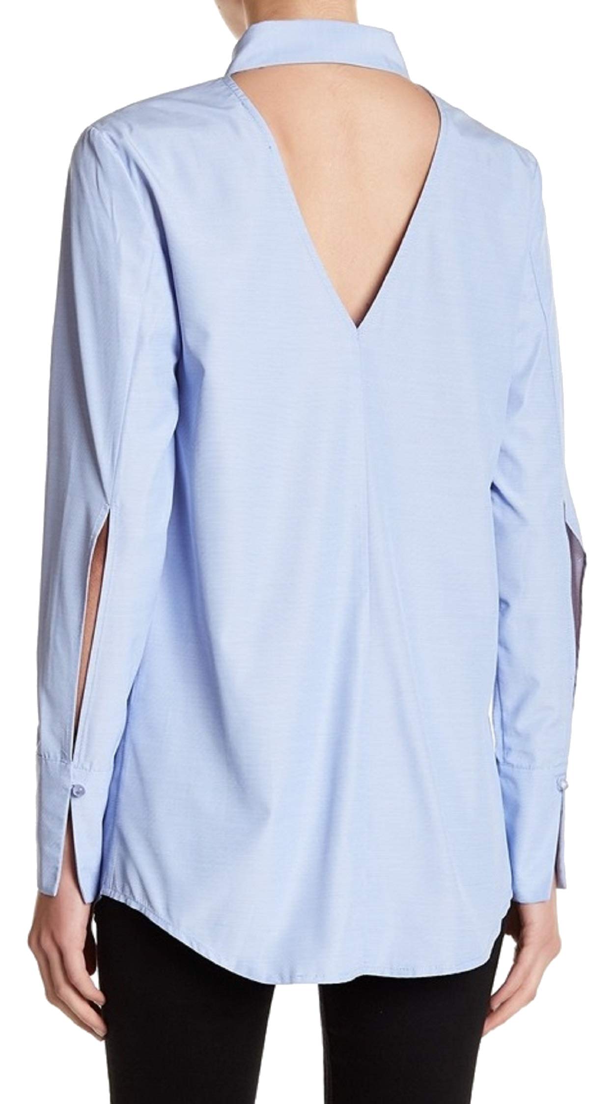 Women's Open V-Neck Tunic Blouse - Blue Small Size - Casual Office Wear & Summer Outfit Essential