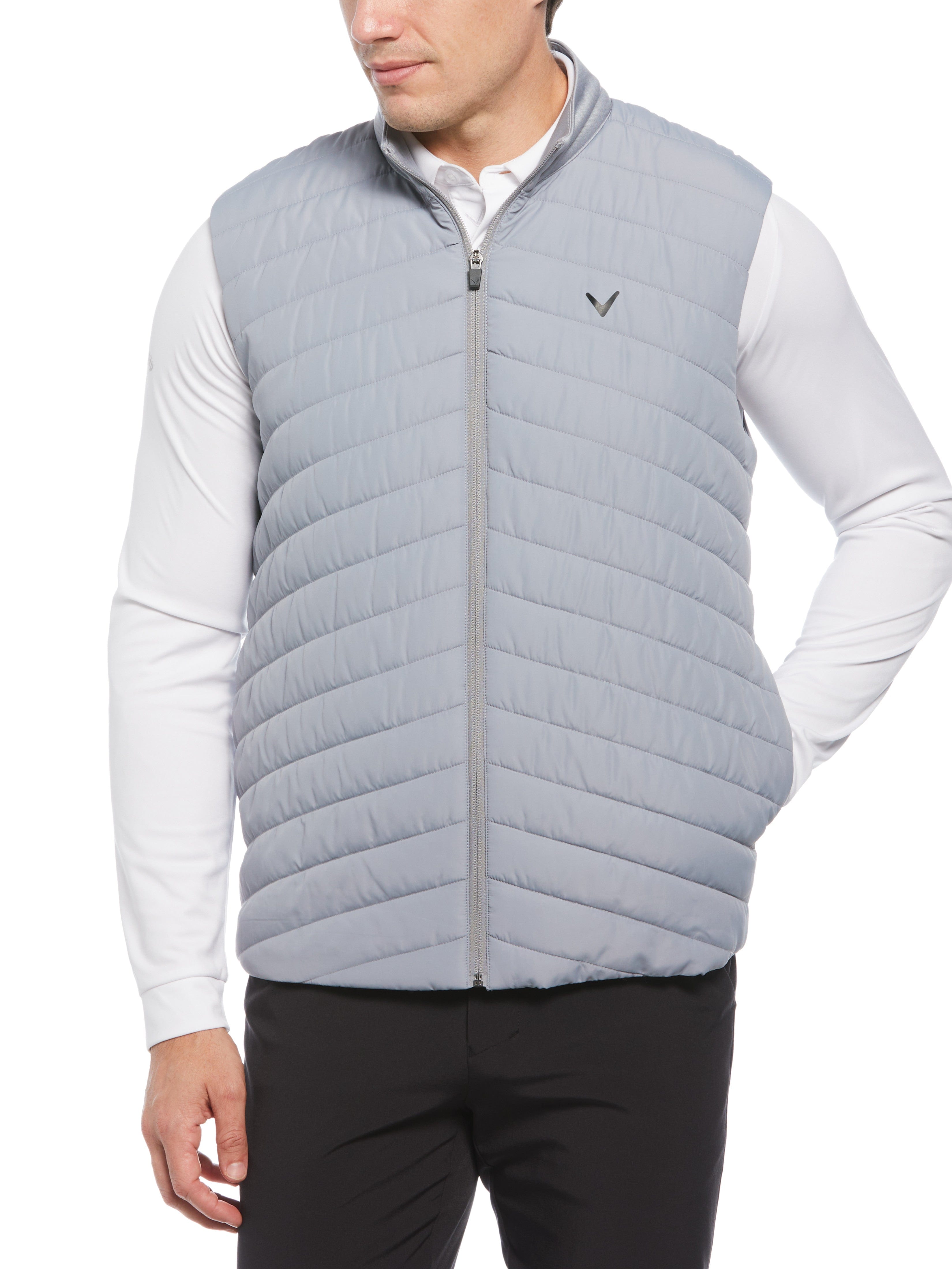 Men's Quilted Full Zip Puffer Vest for Golf & Outdoor Activities - Lightweight Warm Jacket for Winter Sports, Hiking & Casual Wear