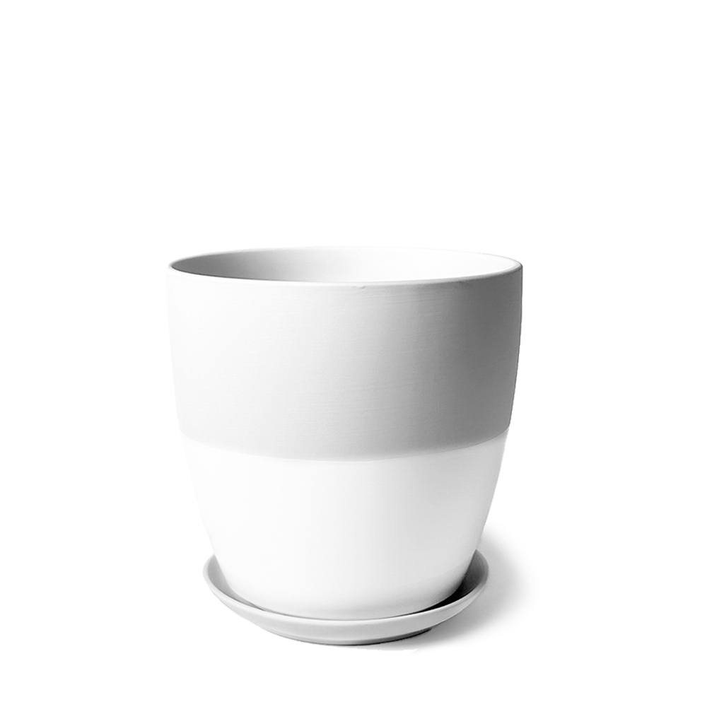 Modern Dyad Porcelain Indoor Plant Pot with Saucer - Stylish Home Decor for Succulents, Herbs & Flowers | Perfect for Living Room, Office & Balcony