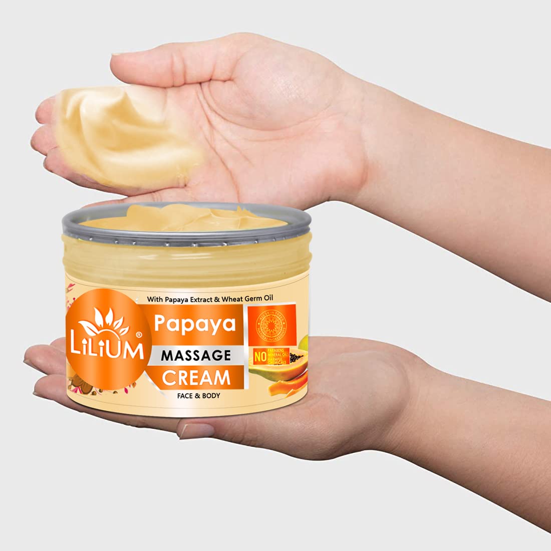Lilium Papaya Face & Body Massage Cream - 250gm | Natural Papaya Extract & Wheat Germ Oil | Paraben-Free Skin Renewal for Radiance & Softness | All Skin Types | Perfect for Daily Moisturizing & Spa Treatments