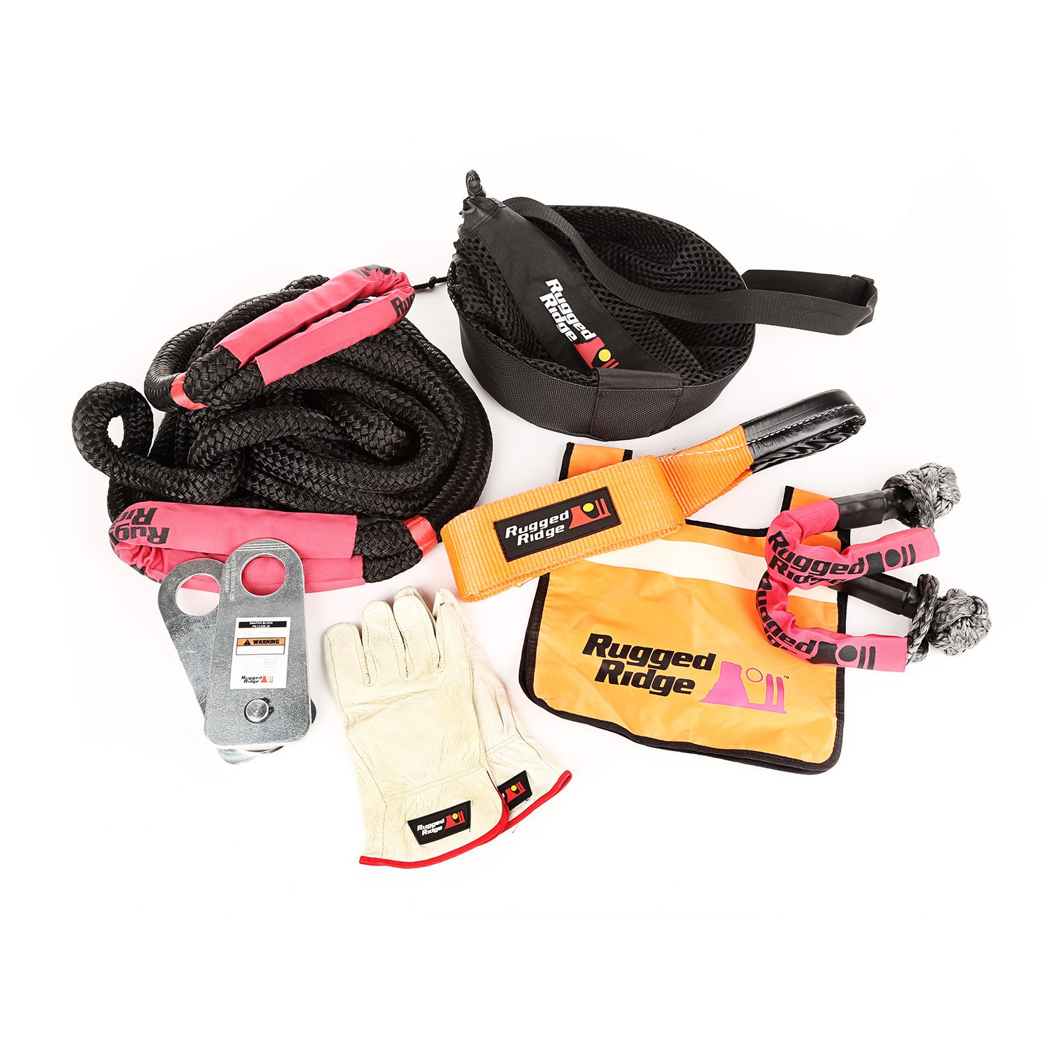 Rugged Ridge Premium Off-Road Recovery Kit with Heavy-Duty Mesh Bag - 15104.29 | Essential 4x4 Emergency Gear for Jeep, Truck & SUV Adventures