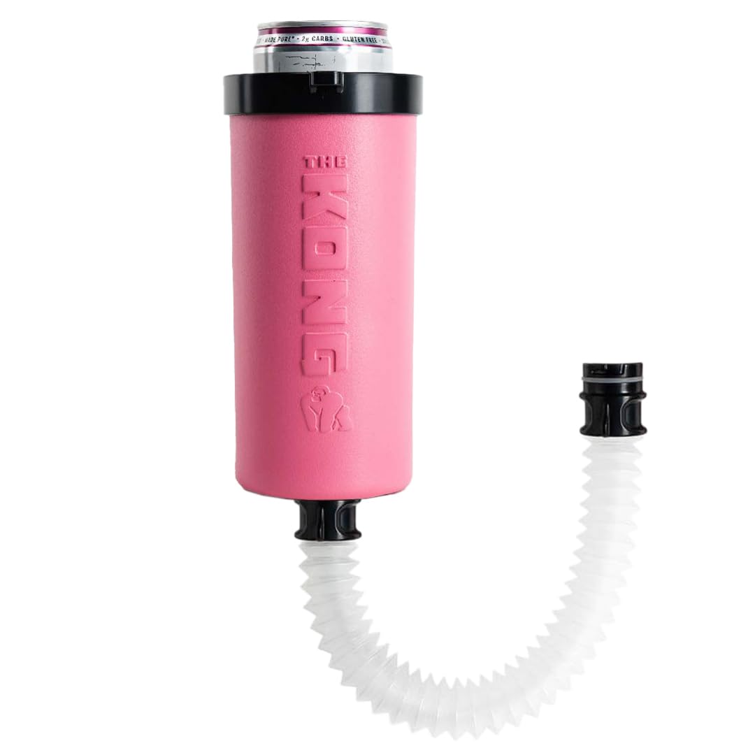 Kong Skinny Can - Insulated Portable Beer Can Cooler & Bottle Sleeve with Detachable Expandable Hose for Easy Drinking | Perfect for Camping, Beach & Outdoor Parties (Pink)