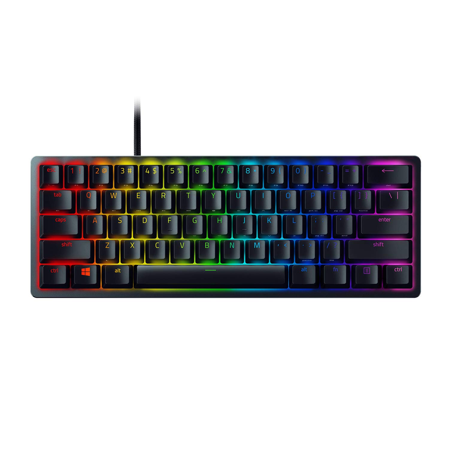 Razer Huntsman Mini 60% Mechanical Gaming Keyboard - Linear Optical Switches for Ultra-Fast Response - Customizable Chroma RGB Backlighting - Durable PBT Keycaps - Compact Design for Esports & Office Use - Perfect for Gaming, Typing & Streamers (Black)