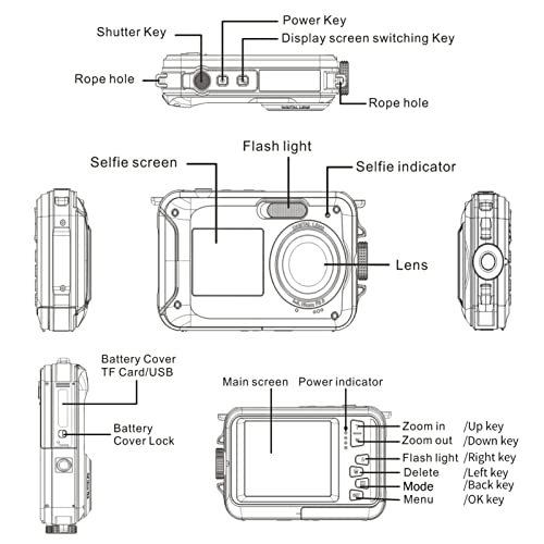48MP Waterproof Digital Camera with 2.7K FHD Video & 16x Zoom - 10ft Underwater Camera with Dual Screens for Selfie - Ideal for Snorkeling, Swimming, Beach Vacations & Outdoor Adventures (Yellow)