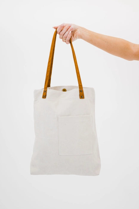 Mila Canvas Farmer Market Tote Bag - Eco-Friendly Reusable Grocery Shopping Tote with Long Handles - Perfect for Farmers Market, Grocery Shopping & Beach Trips