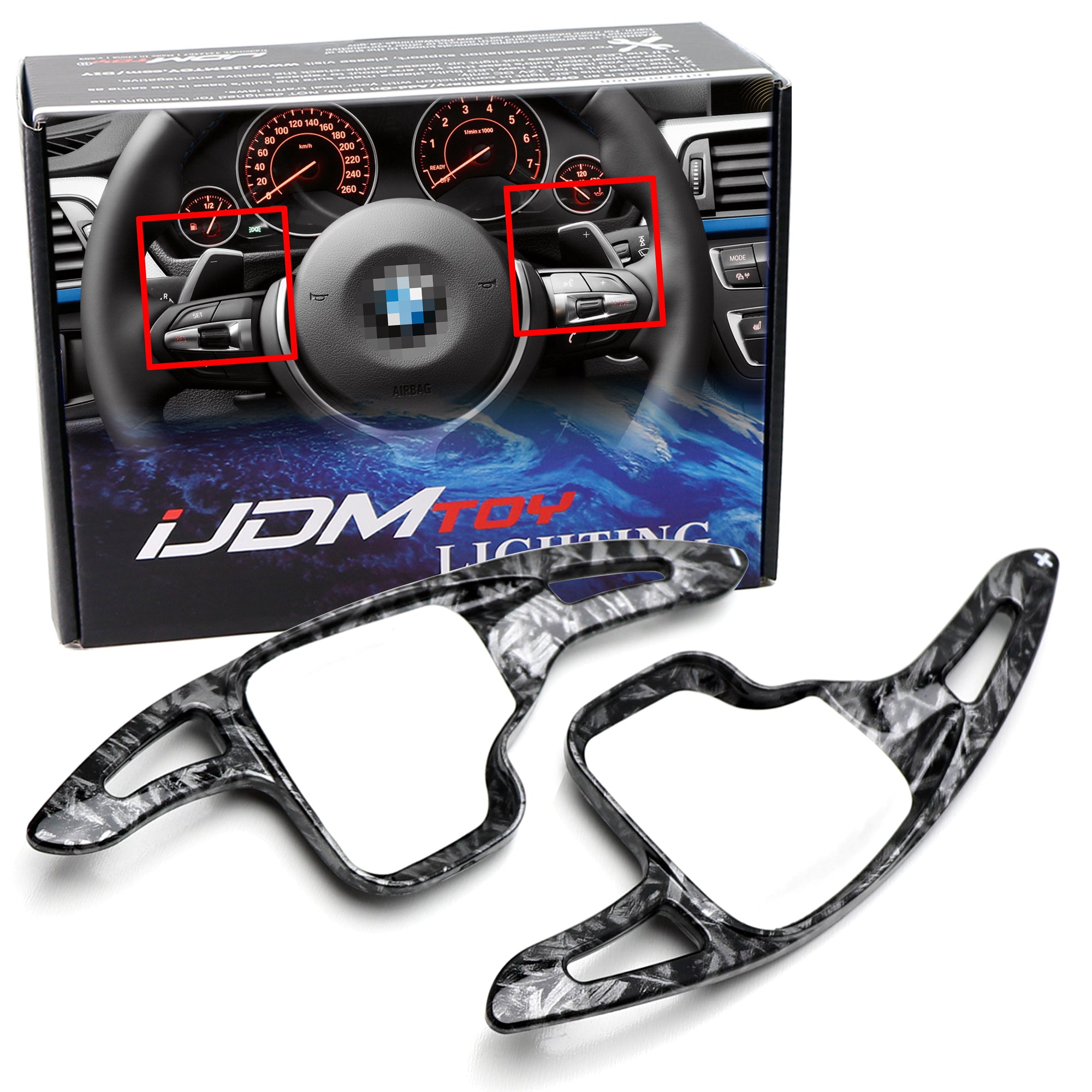 Premium Forged Carbon Fiber Steering Wheel Paddle Shifters for BMW 2/3/4 Series & X3/X4/X5/X6 - Upgrade Your Driving Experience with Sporty Gear Shifting (Perfect for Track Days & Performance Driving)