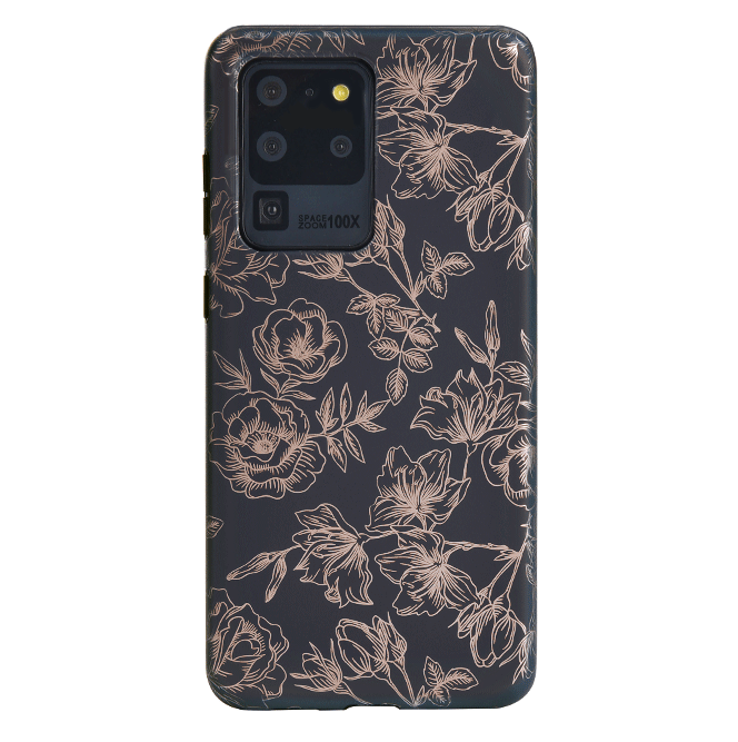 Floral Rose Gold Chrome Samsung Galaxy Phone Case - Elegant Protective Cover for Galaxy S21/S22/S23 - Perfect for Everyday Use & Special Occasions