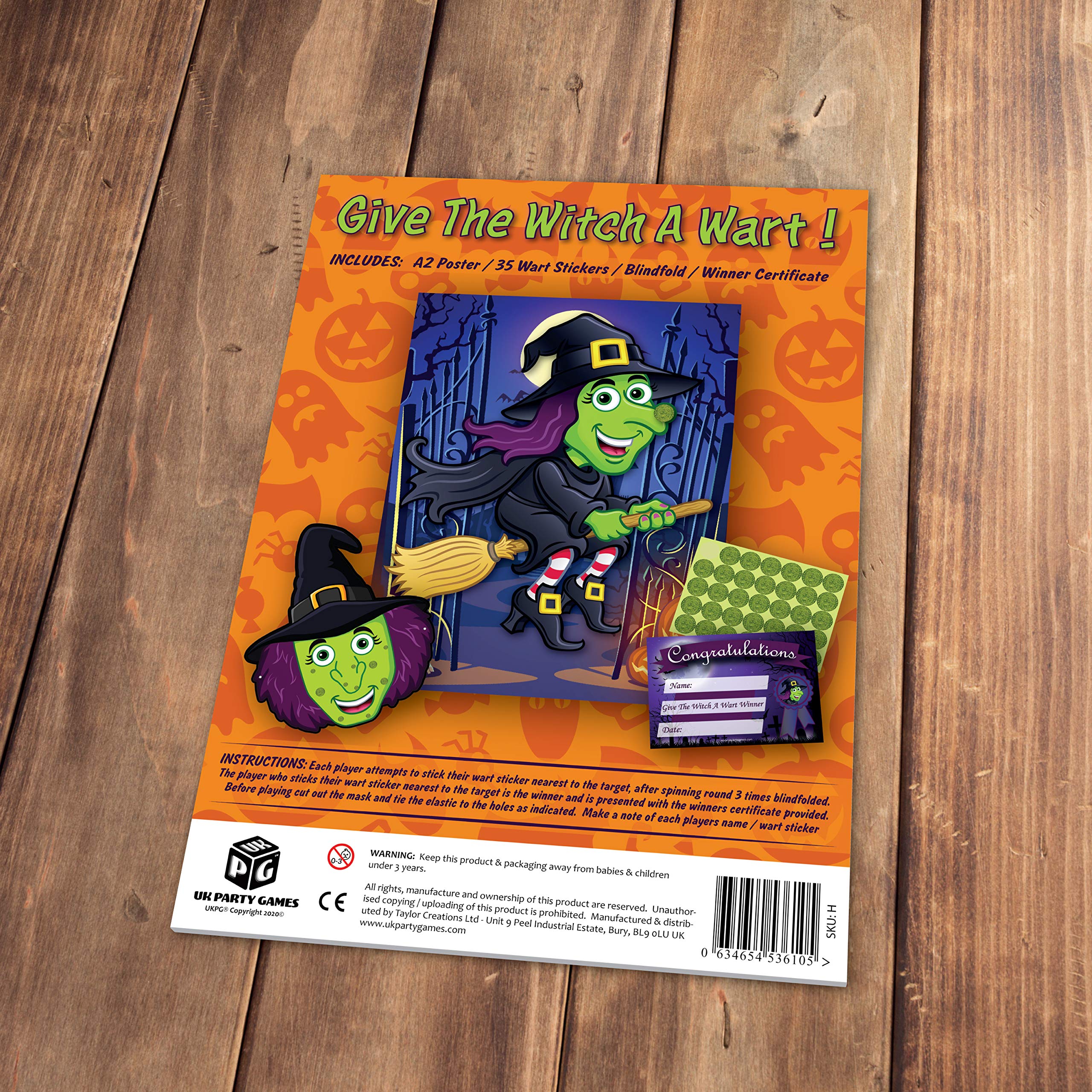 Halloween Party Game – GIVE THE WITCH A WART | Fun Group Game for 35 Players with Prize & XL Poster | Perfect for Halloween Parties, Decorations & Supplies | Great for Family Gatherings, Classroom Activities & Spooky Night Events