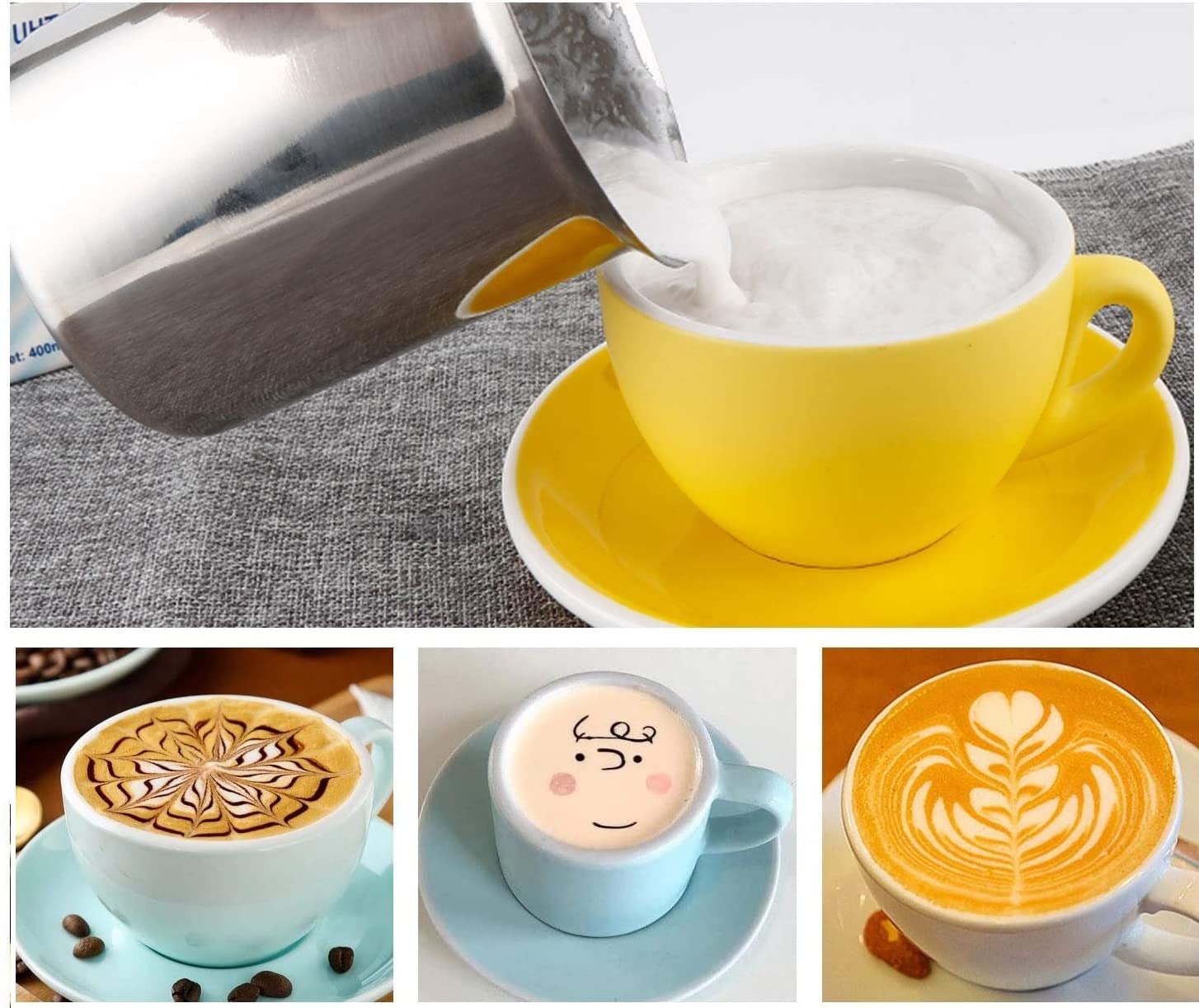 Stainless Steel 400ml/800ml Manual Milk Frother with Double Mesh - Perfect for Latte, Cappuccino, Macchiato & Hot Chocolate - Ideal for Home Coffee Bar & Kitchen Accessories