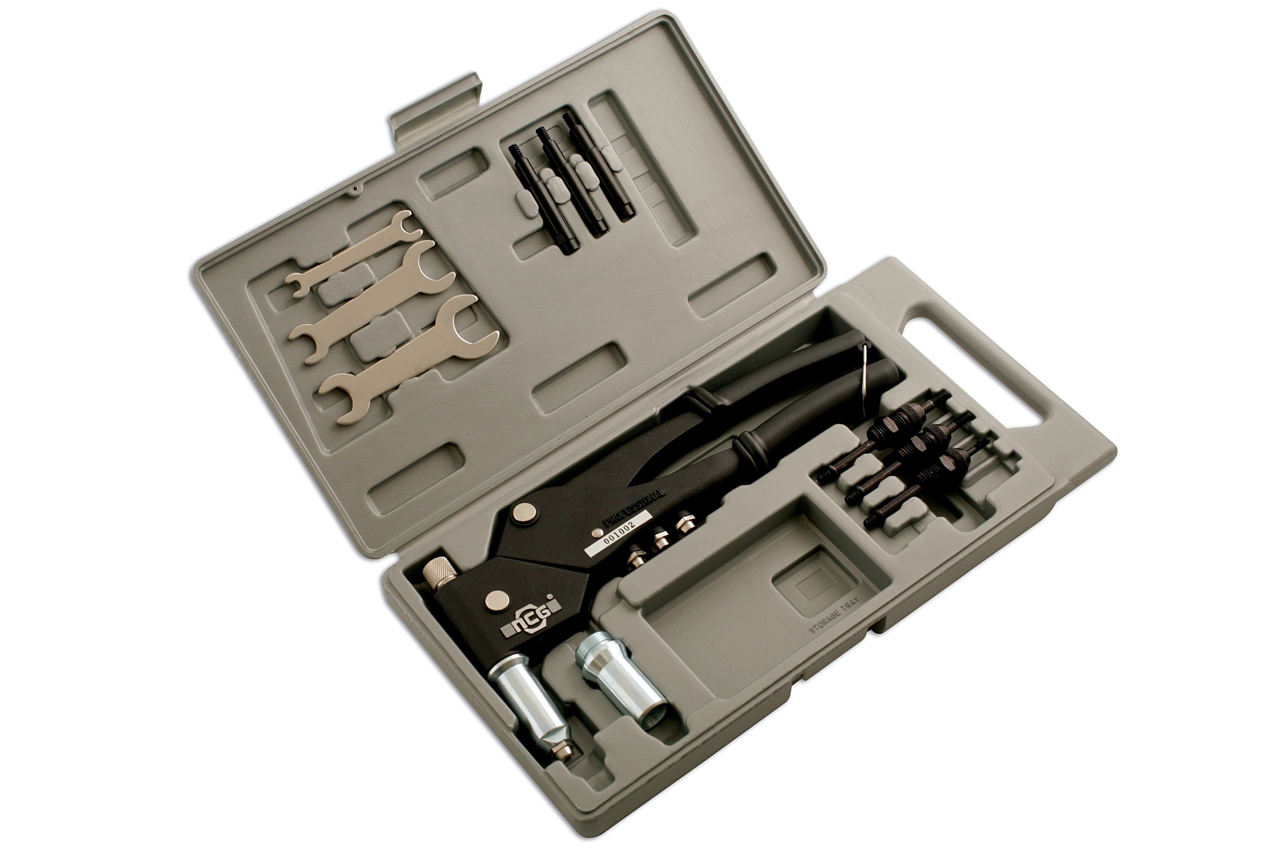 Laser 3713 Heavy Duty Riveter Set with Swivel Head - Professional Hand Rivet Gun Kit for Metal, Plastic & Leather - Perfect for DIY, Automotive & Home Repairs