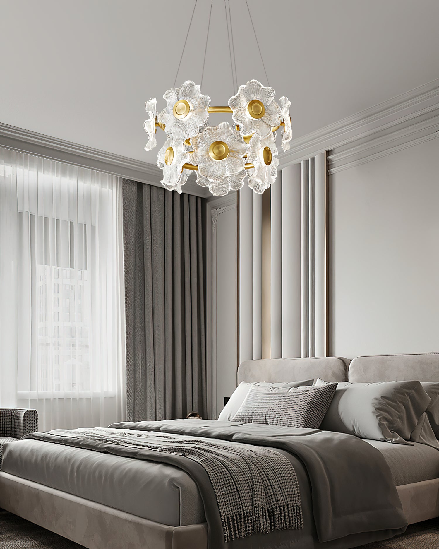 Elegant Flora Glass Chandelier - Modern Crystal Ceiling Light Fixture for Dining Room, Living Room & Bedroom Decor