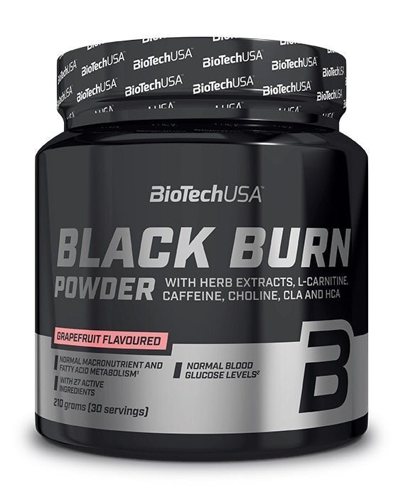 BioTechUSA Black Burn Fat Burner Powder - Grapefruit Flavor, 210g | Weight Loss Supplement for Men & Women | Pre-Workout & Post-Workout Energy Boost