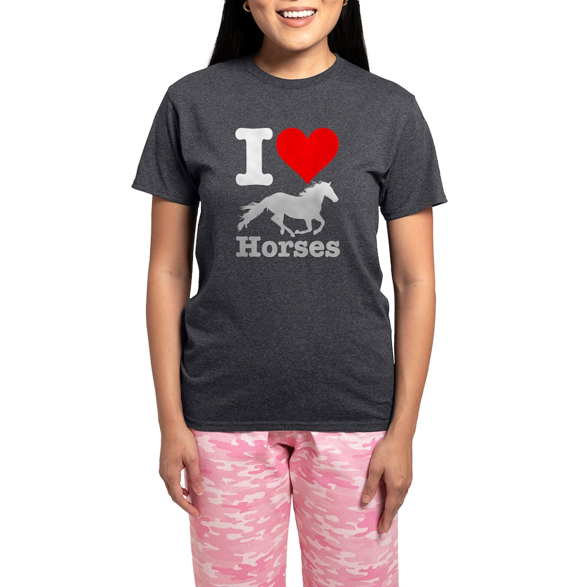 CafePress I Heart Horses Women's Charcoal Pajama Set - Cozy Sleepwear for Horse Lovers, Perfect for Lounging & Sleepovers