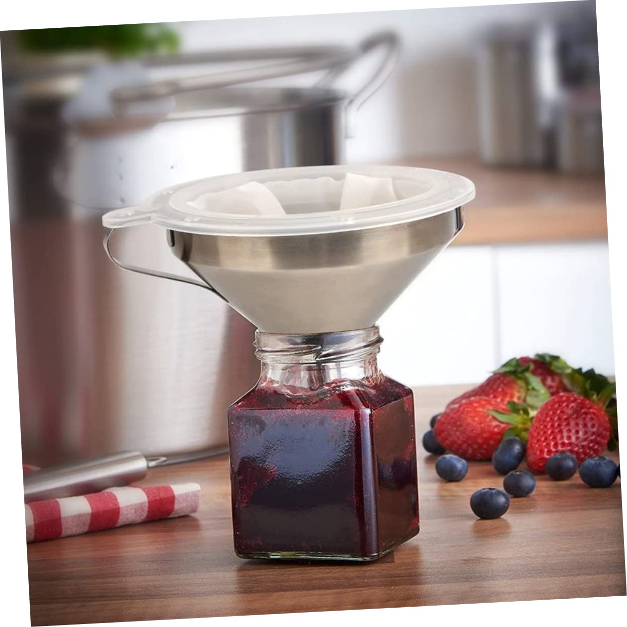 Premium Stainless Steel Kitchen Funnel with Fine Mesh Filter - Oil Strainer, Sediment Filter & Cooking Funnel for Home & Commercial Use - Perfect for Filtering Cooking Oil, Straining Broths & Transferring Liquids Safely