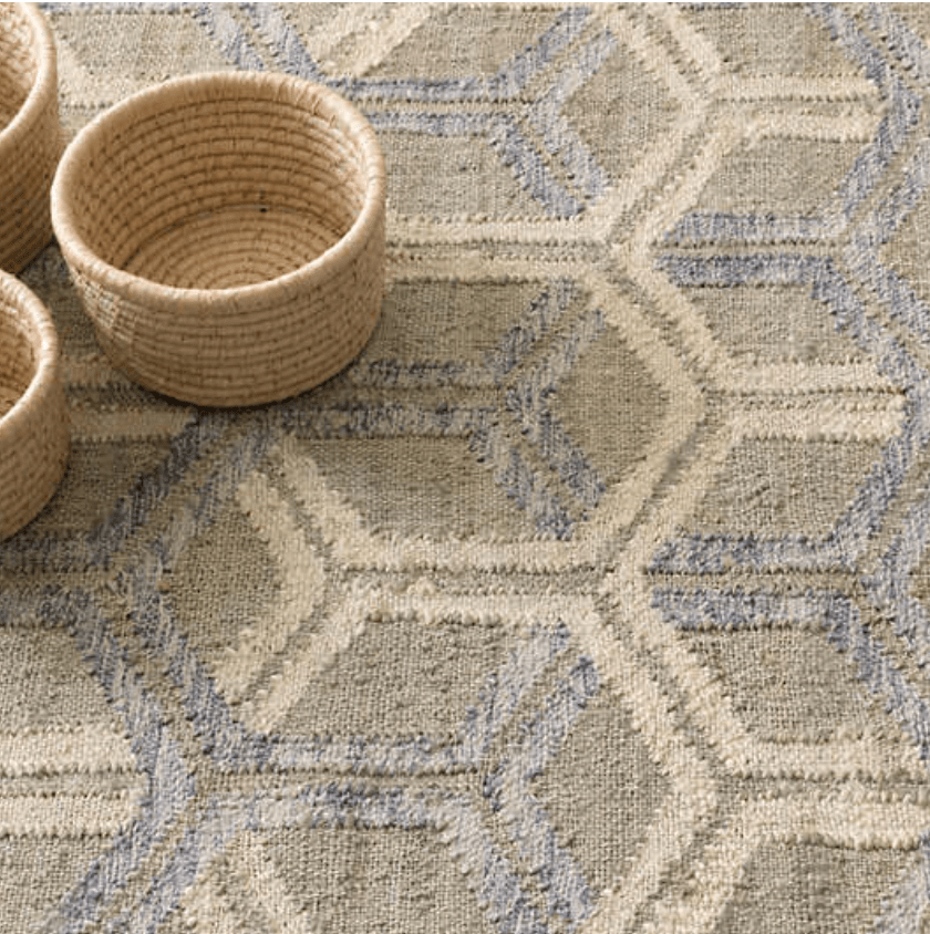 Tala Blue Woven Rug - Handmade Bohemian Area Rug for Living Room, Bedroom & Home Decor | Soft & Durable Cotton Weave | 5x7 Feet Non-Slip Floor Mat