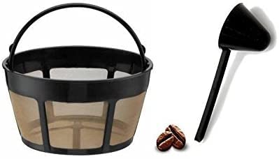 Permanent Reusable 8-12 Cup Coffee Filter Basket with Solid Bottom - Replacement for GTF-B Cuisinart, Includes Large Coffee Scoop - Perfect for Home Brewing and Office Use