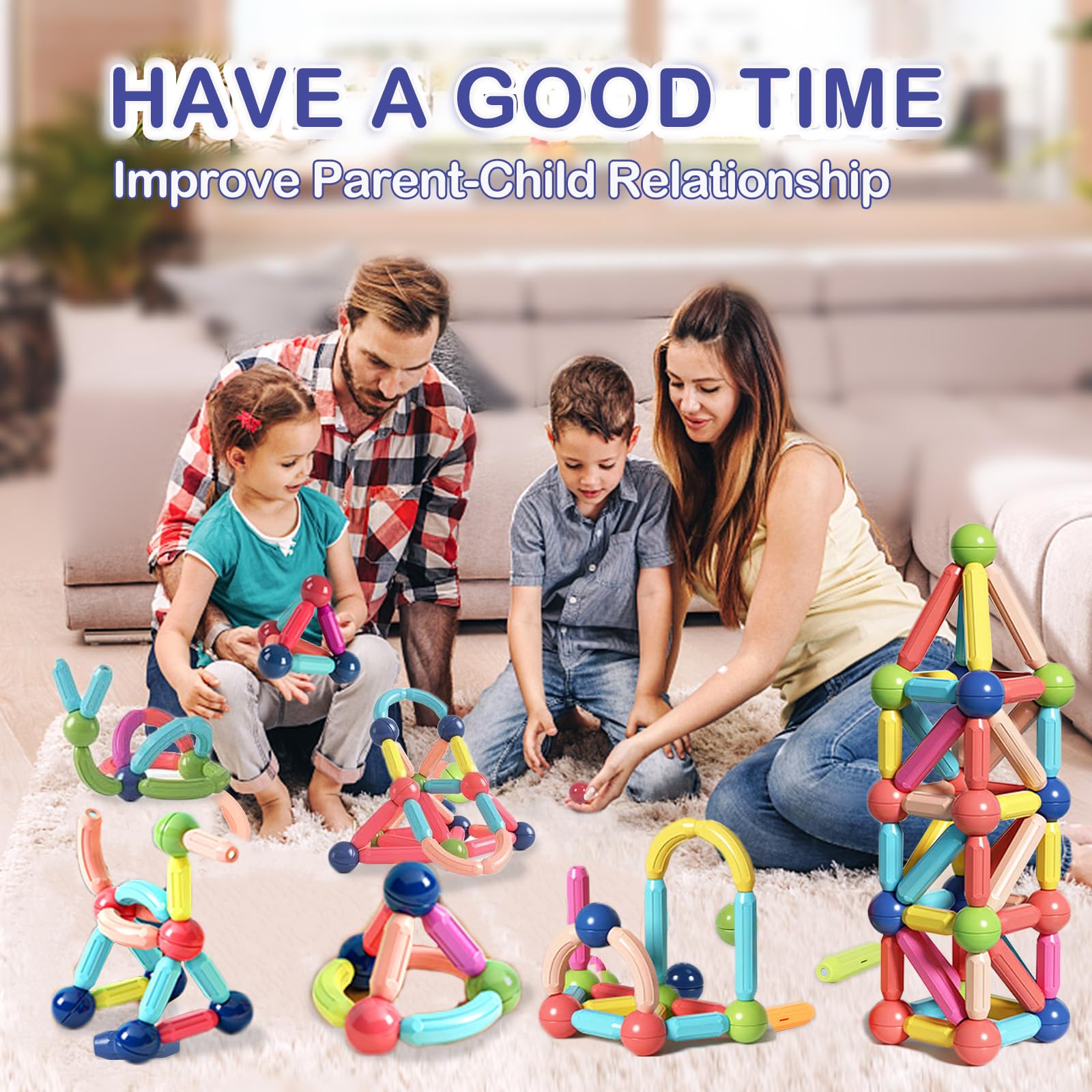 Magnetic Building Blocks STEM Toys for Kids Ages 3-8, 64PCS Educational Montessori Toys for Toddlers & Preschoolers - Perfect for Birthday Gifts, Easter Basket Stuffers & Classroom Learning Activities