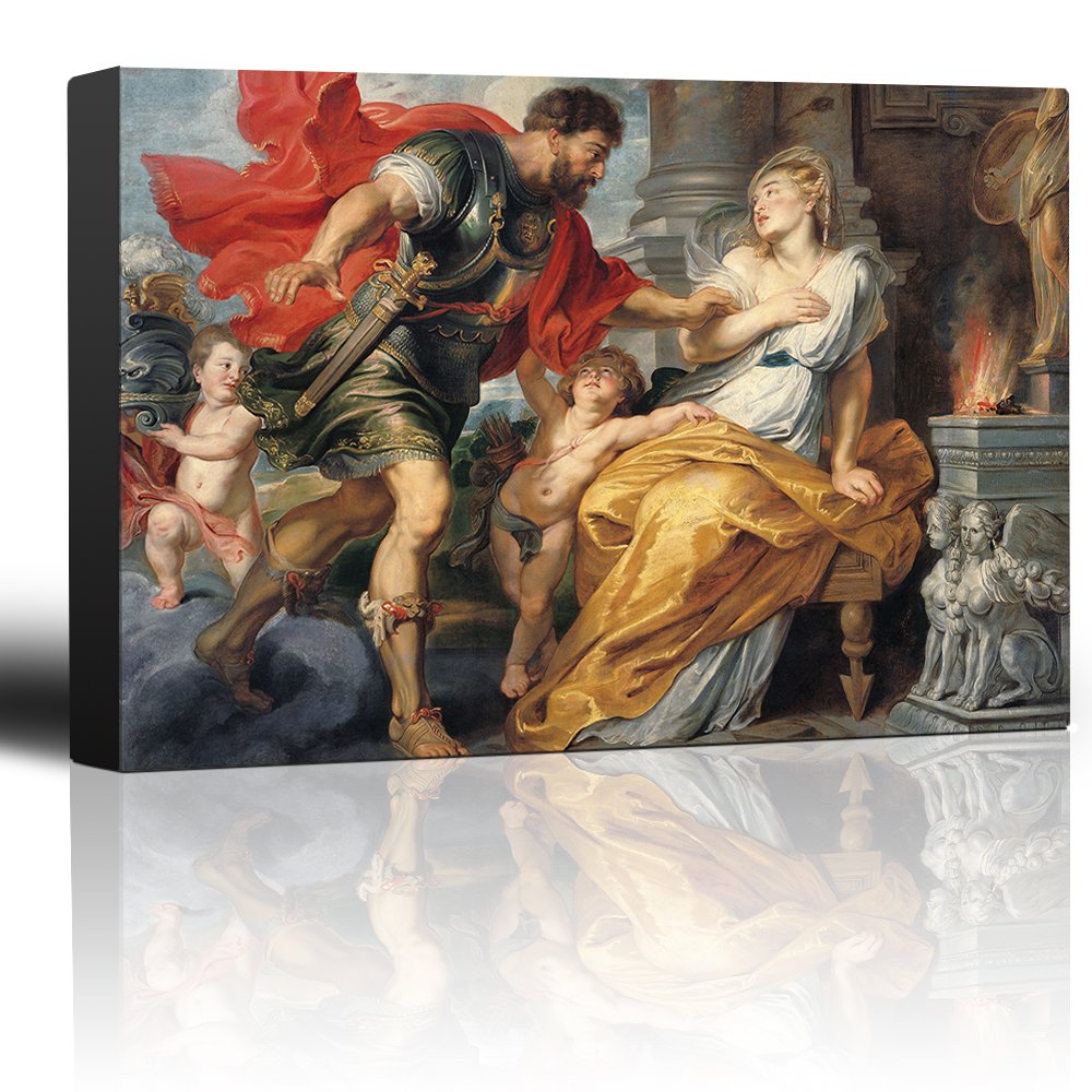 Wall26 - Peter Paul Rubens Baroque Style Oil Painting of Mars and Rhea Silvia - Religious Art with Angels, Catholic & Christian Themes - Premium Canvas Wall Art 32x48 inches - Perfect for Home Decor, Church Interiors & Art Collectors