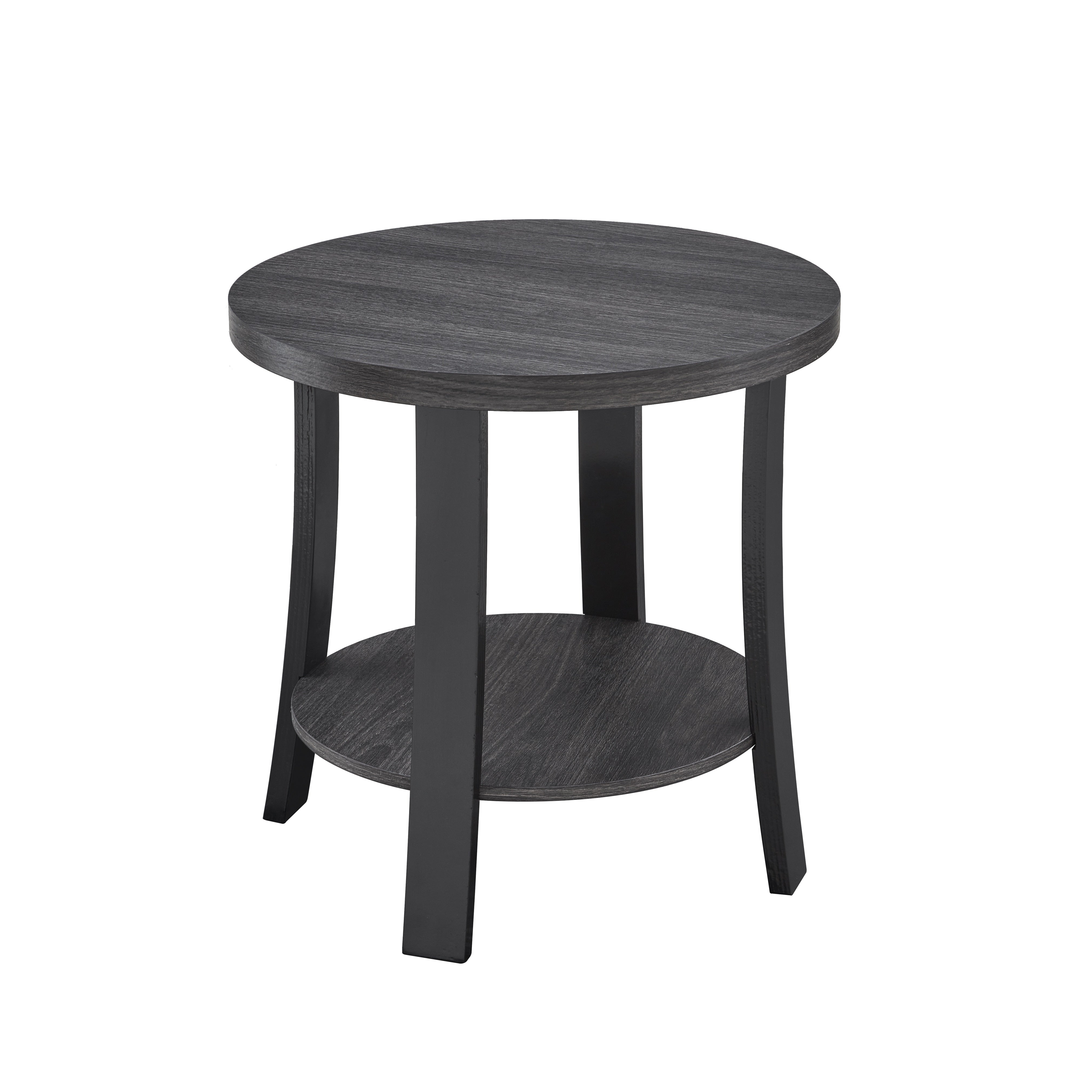 Roundhill Furniture Anze Contemporary Round Wood Shelf End Table - Modern Side Table for Living Room, Bedroom & Office - Perfect for Displaying Decor, Books & Plants