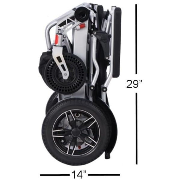 Tech 4 Folding Power Wheelchair with Remote Control - Lightweight Electric Mobility Scooter for Adults & Seniors - Indoor/Outdoor Use for Travel, Shopping & Daily Activities