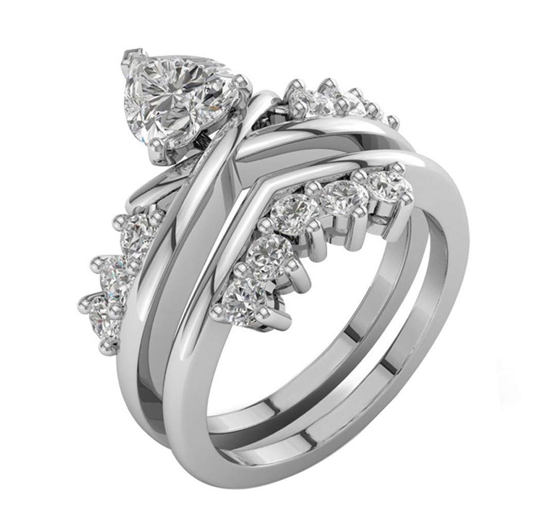 Elegant Zirconia Gold Ring Set for Women & Teen Girls - Fashion Engagement Rings & Creative Jewelry Accessories - Perfect for Prom, Parties, and Special Occasions