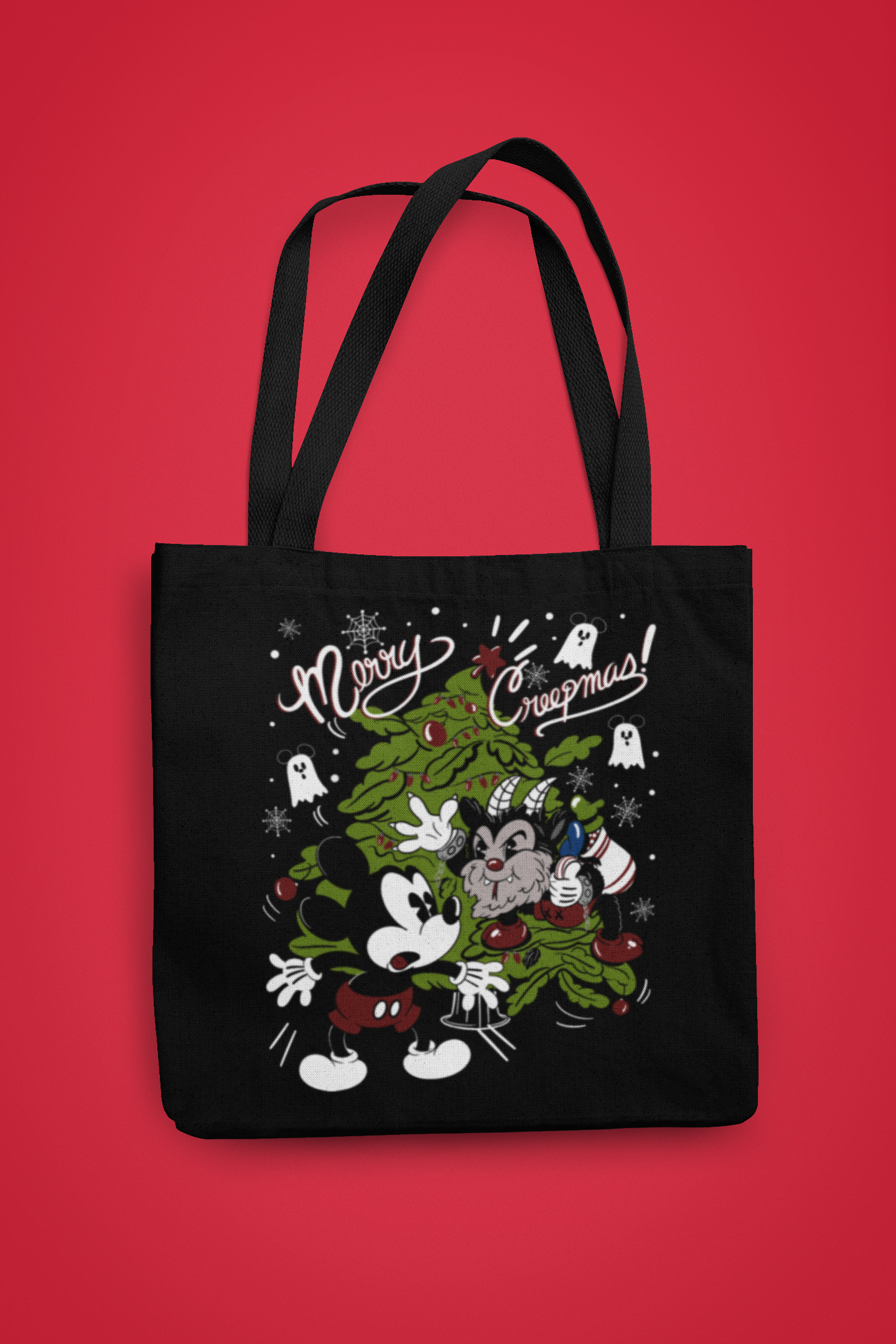 Krampus Creepmas Tote Bag - Christmas Horror Gift for Adults - Perfect for Holiday Shopping, Groceries & Festive Parties