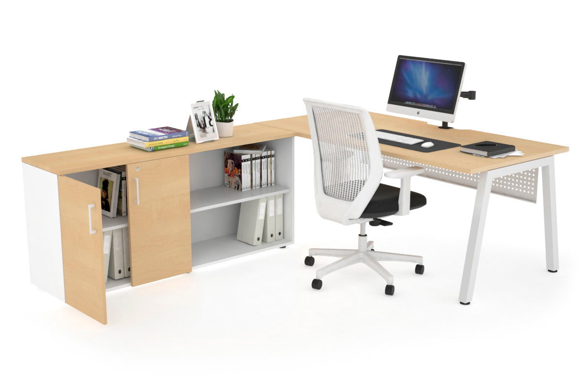 Quadro A Executive White Frame Office Chair [1800L x 800W with Cable Scallop] - Perfect for Modern Workspaces & Executive Offices