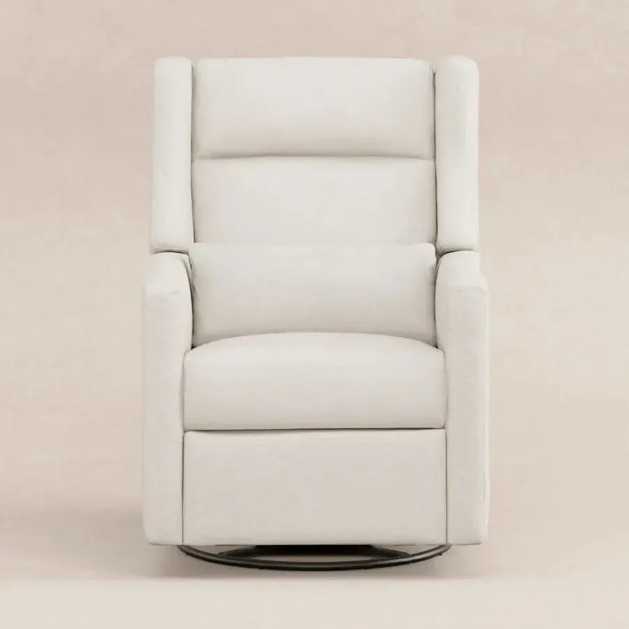 Babyletto Kiwi Plus Electronic Glider & Recliner with Adjustable Headrest - Performance Cream Eco Weave Fabric - Modern Nursery Glider for Breastfeeding & Comfortable Baby Rocking
