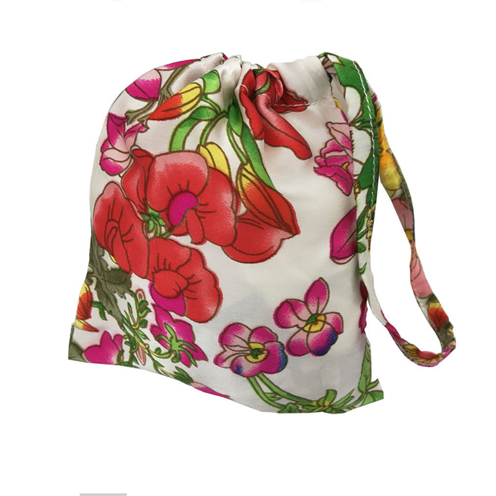 Premium 100% Silk Drawstring Pouch - Floral Wedding Favor Bag for Jewelry, Gifts & Party Favors (4.3