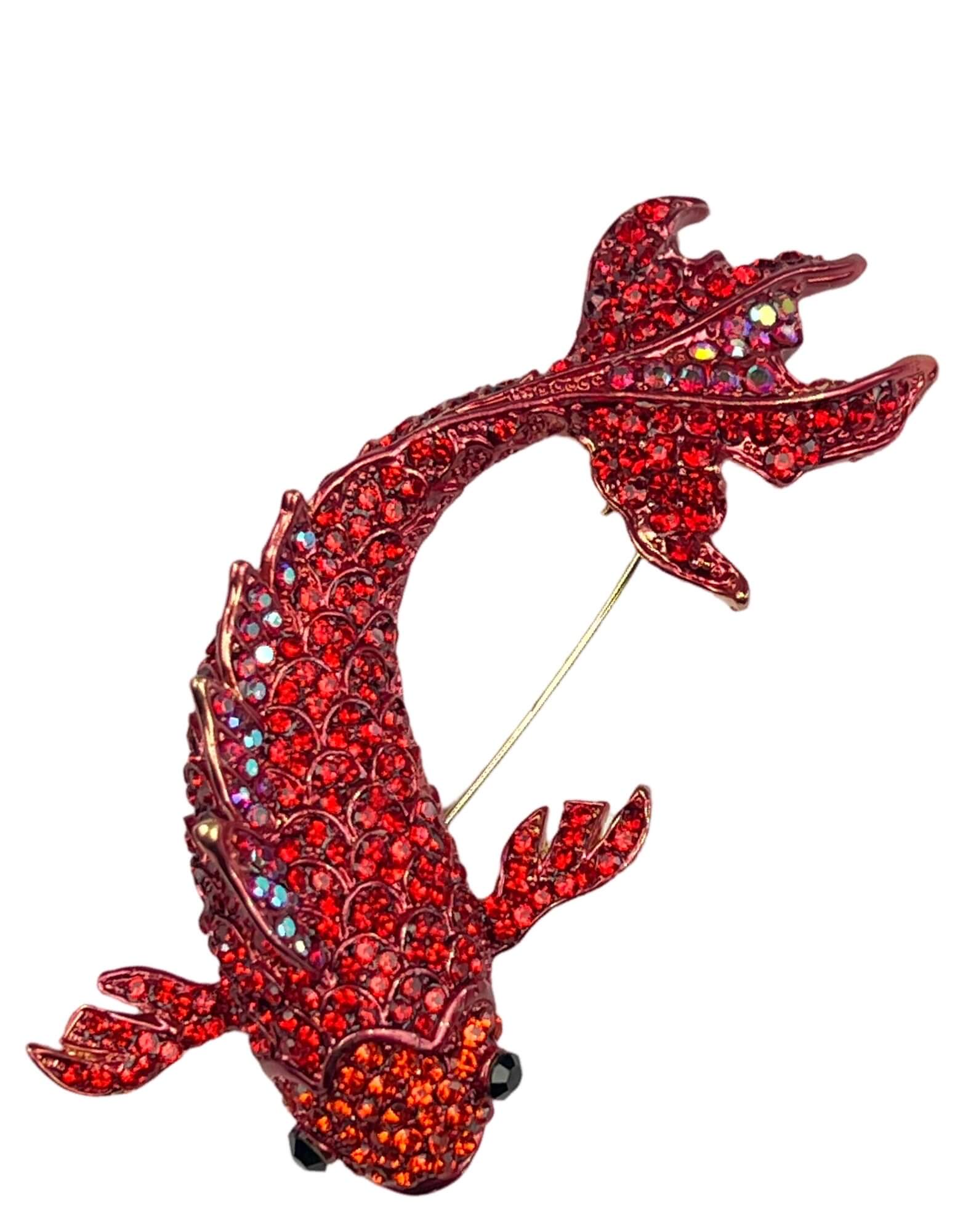 DÉCLIC Koi Fish Lapel Pin - Elegant Red Enamel Brooch for Men & Women | Perfect for Suits, Blazers, Jackets, Gifts & Special Occasions