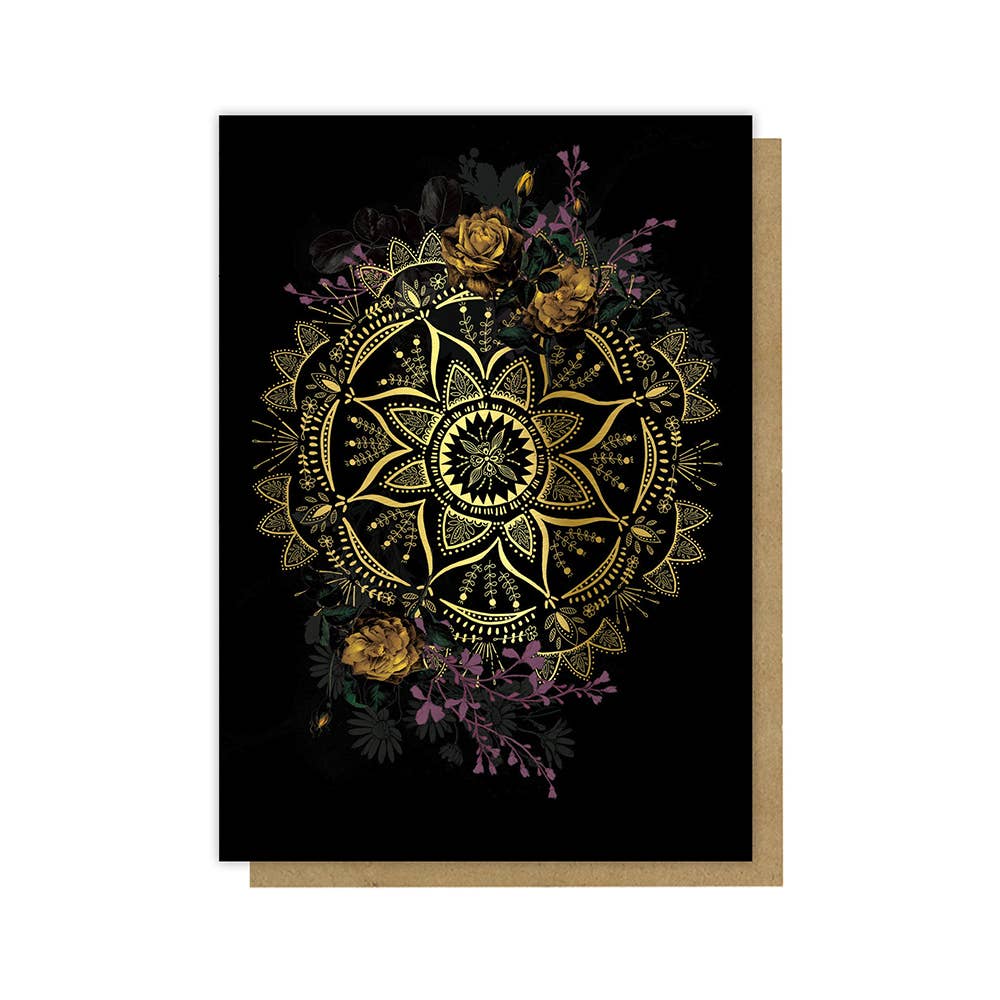 Golden Mandala Greeting Card - Elegant Handmade Design for Birthdays, Weddings & Special Occasions | Perfect for Meditation Lovers & Spiritual Gifts