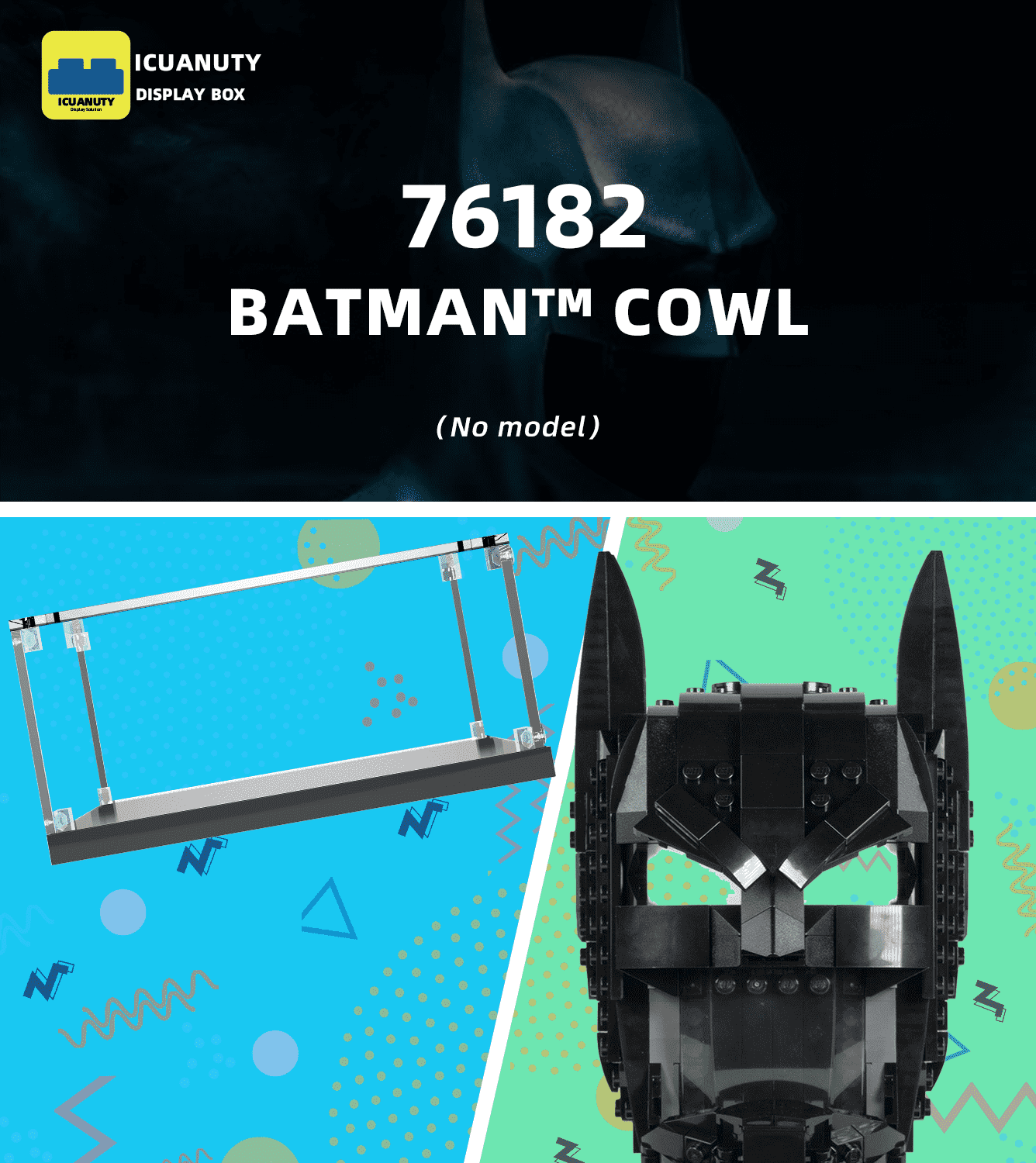 LEGO Batman Cowl 76182 Display Case - Protective Showcase for Collectible LEGO Sets - Perfect for Home Decor, Office Display & LEGO Fan Collections