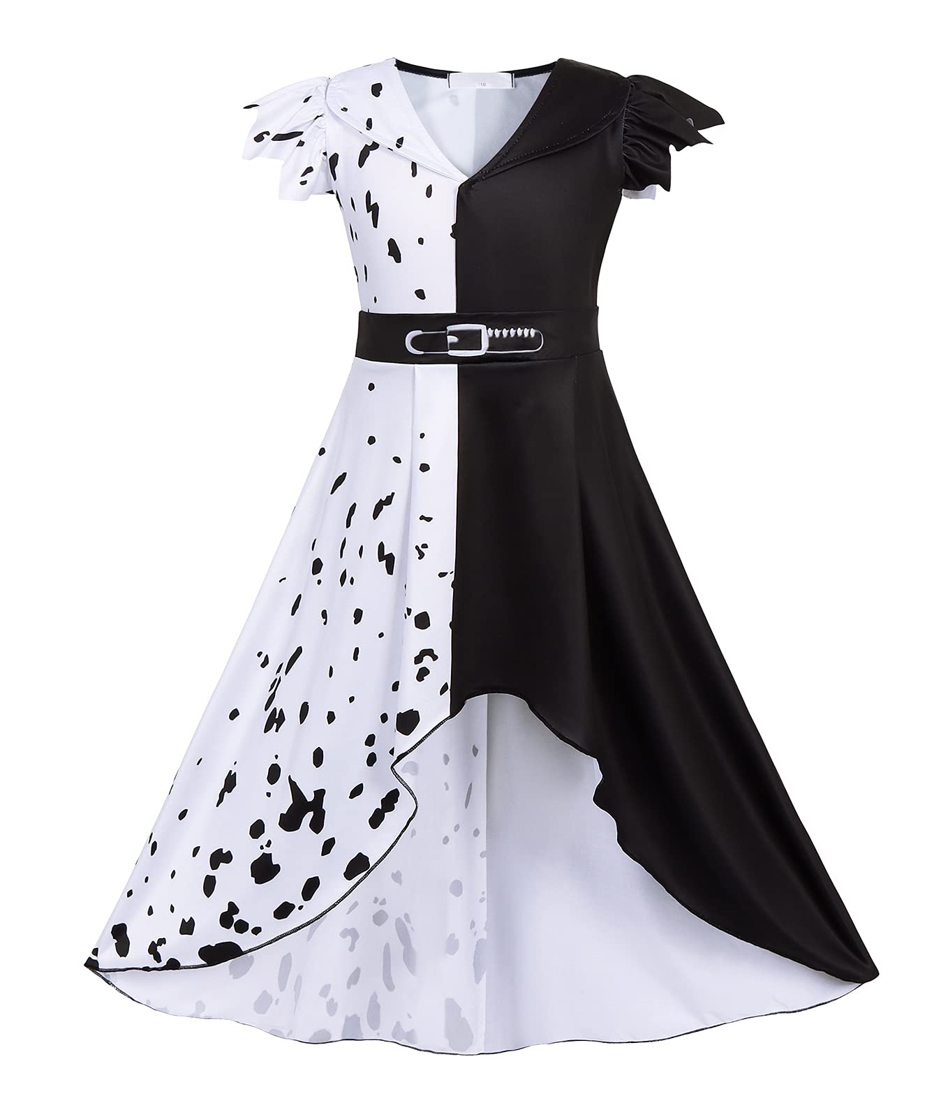 HenzWorld Girls Dalmatian Black & White Dress - Kids Christmas Cosplay Costume for Birthday Party & Role Play - Perfect for Halloween, Dress Up, and Themed Events