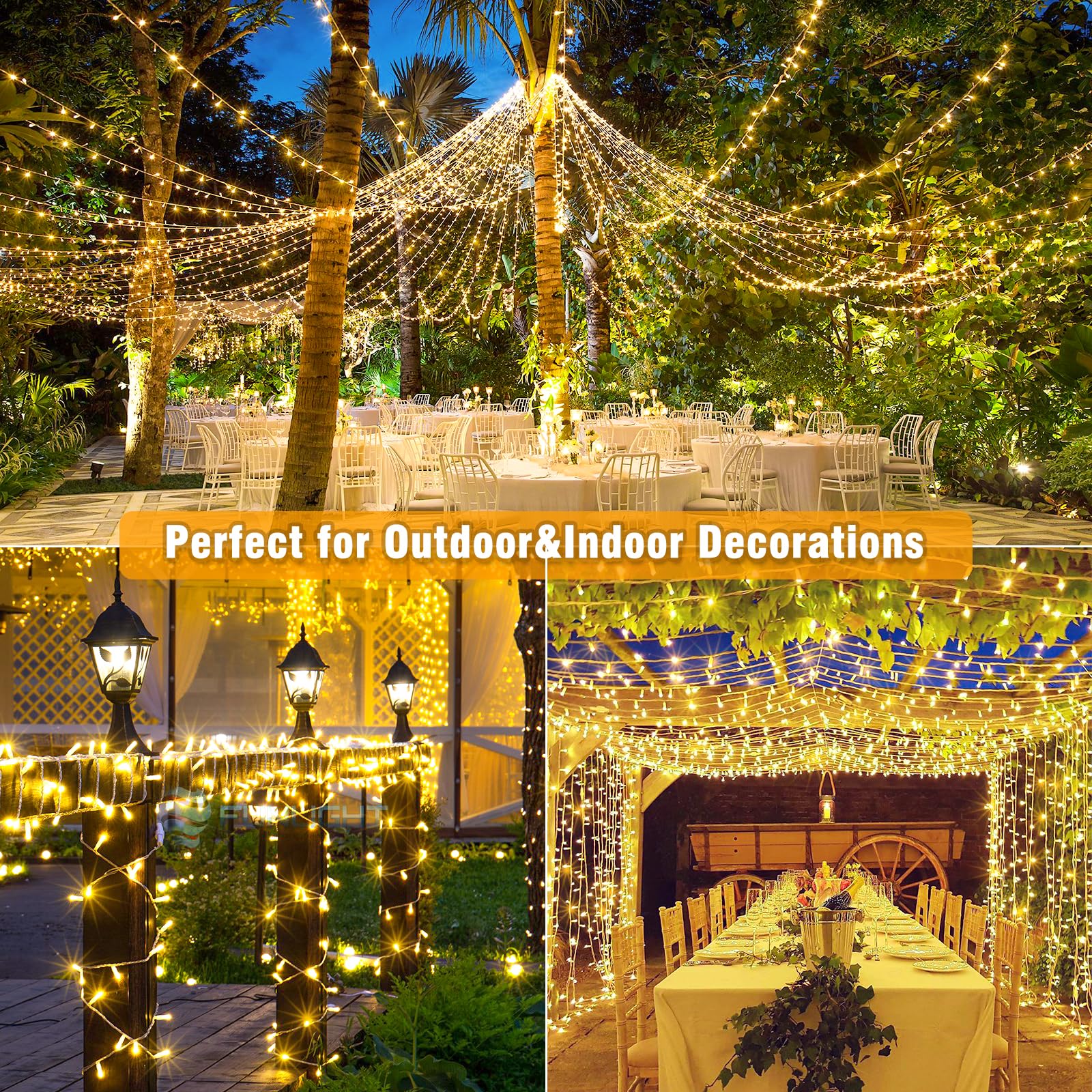 200 LED String Lights 66ft Indoor/Outdoor, 8 Modes Warm White Christmas Fairy Lights with Clear Wire - Waterproof Plug-in Twinkle Lights for Bedroom, Classroom, Tree, Holiday & Christmas Decorations (Perfect for Parties, Weddings, Gardens and Home Ambiance)