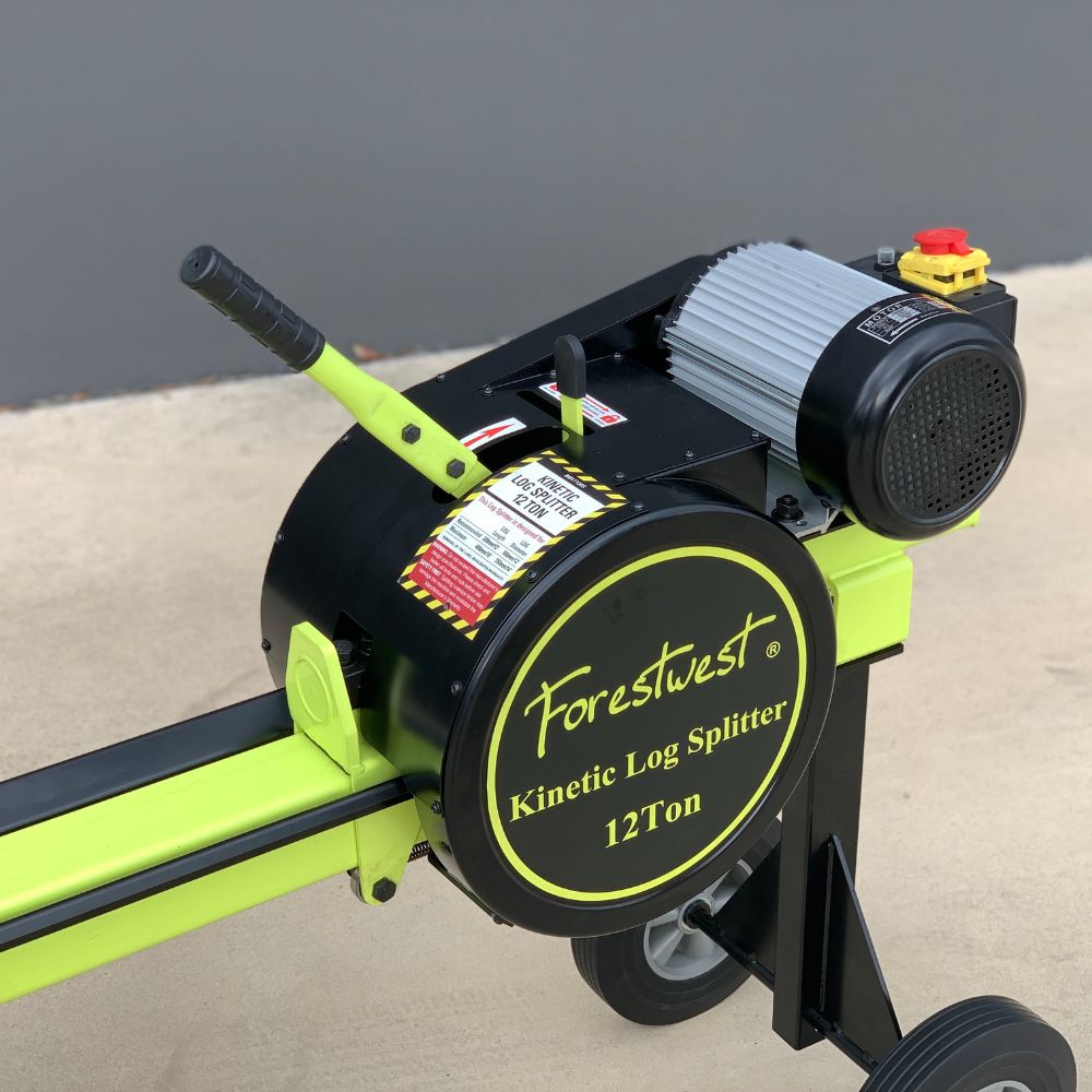 Forestwest 12 Ton Kinetic Log Splitter with Stand - 1800W Electric Firewood Splitter BM11130S for Home Heating, Fireplace & Wood Stove Use - Fast & Powerful Log Splitting Machine
